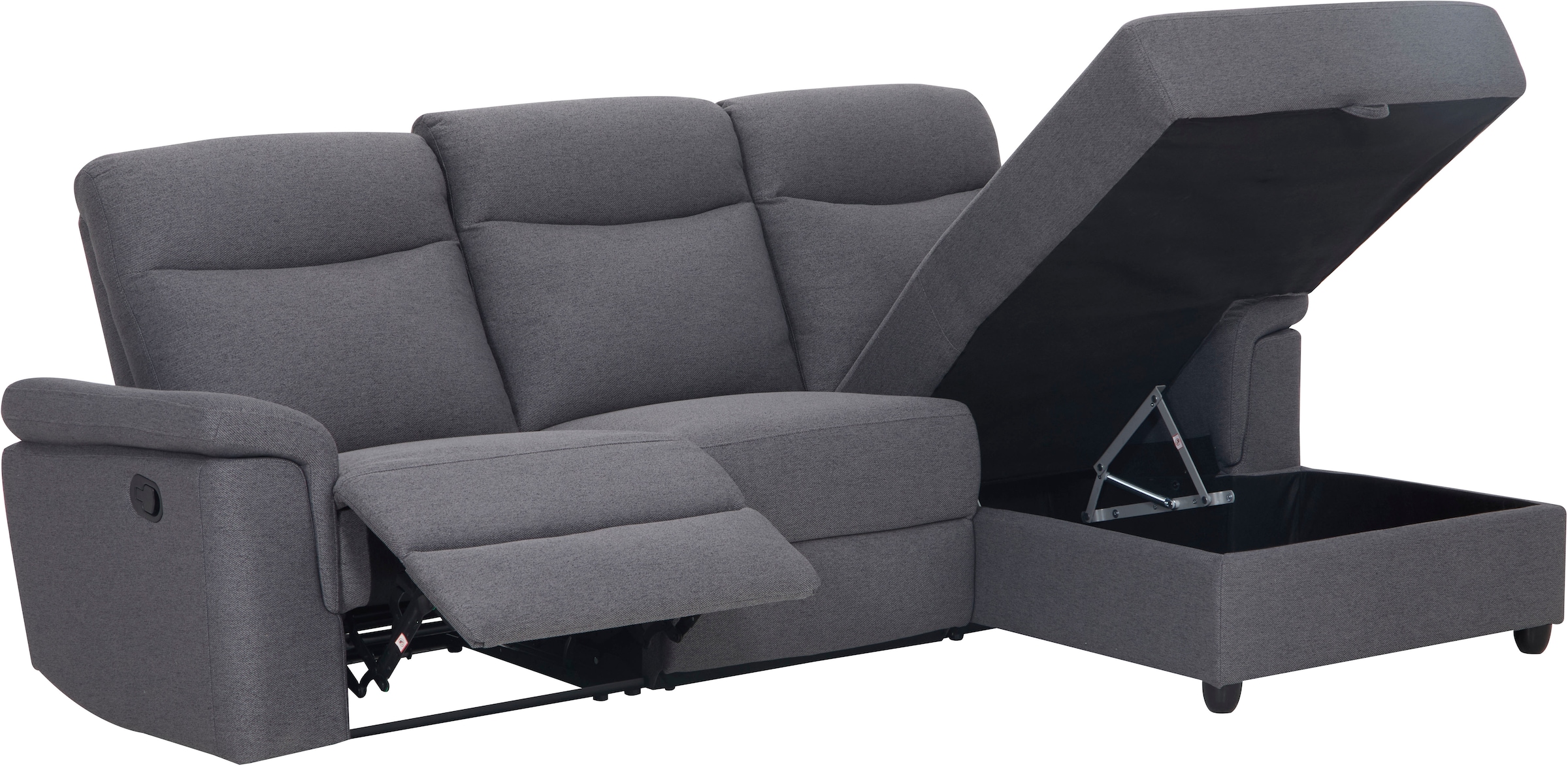 Home affaire Ecksofa »BRIONNE, L-Form, 255cm, manuelle u. elektrische Funktion (USB A/C),«, Liegefunktion, Stauraum, Federkernpolsterung, Webstoff