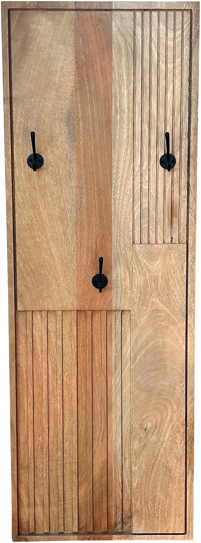 SIT Garderobenpaneel »Garderobe – Massives Mangoholz mit dekorativem Lamellen‑Design« Massives Mangoholz‑Garderobenpaneel mit dekorativem Lamellen‑Design