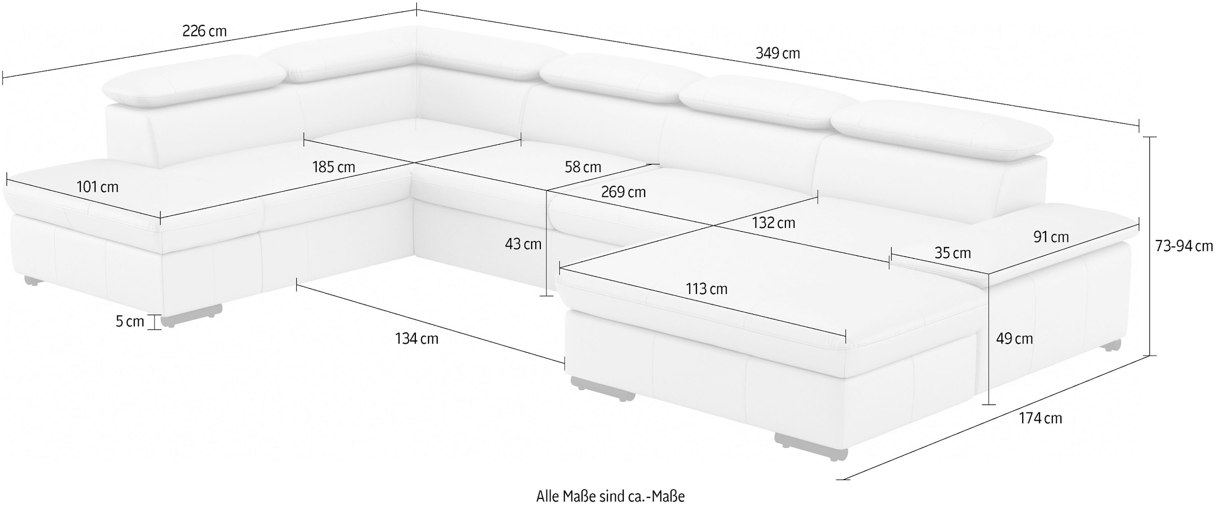 sit&more Wohnlandschaft »Alcudia U-Form«, wahlweise mit Bettfunktion