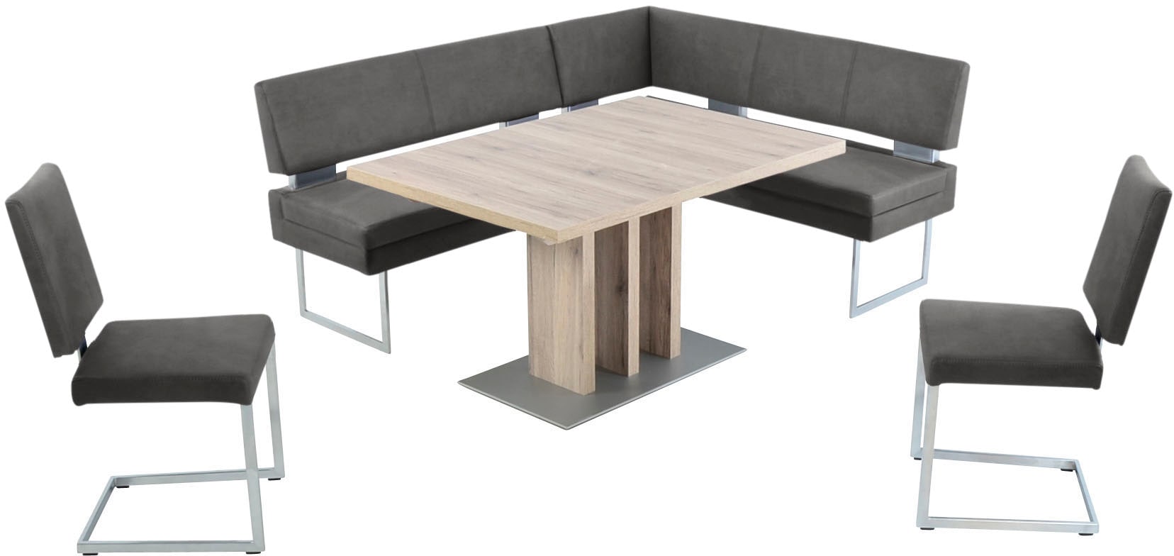 K+W Komfort & Wohnen Essgruppe, (4 tlg.), langer Schenkel links oder rechts, 2 Freischwinger, 1 Funktionstisch