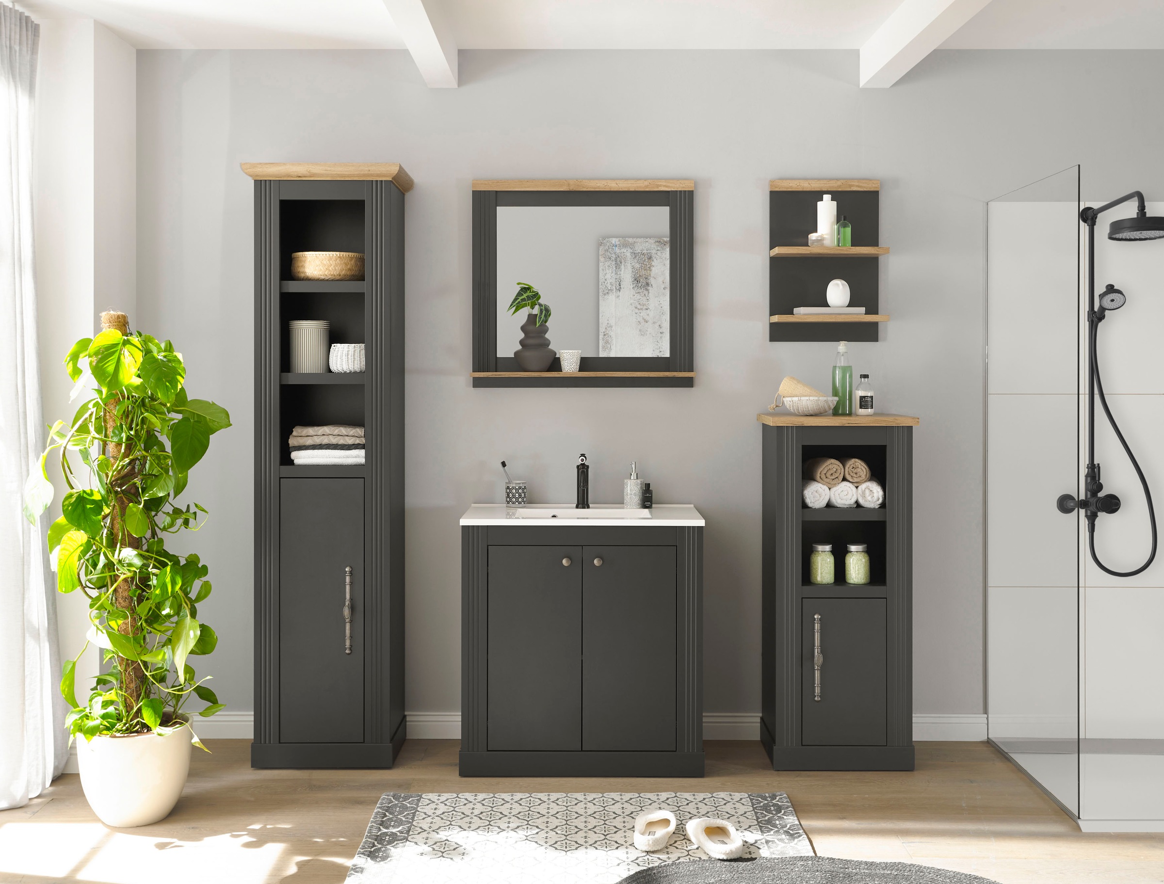 Home affaire Badmöbel-Set »WESTMINSTER, Bad im Landhausstil, 5-teiliges Bad günstig online kaufen