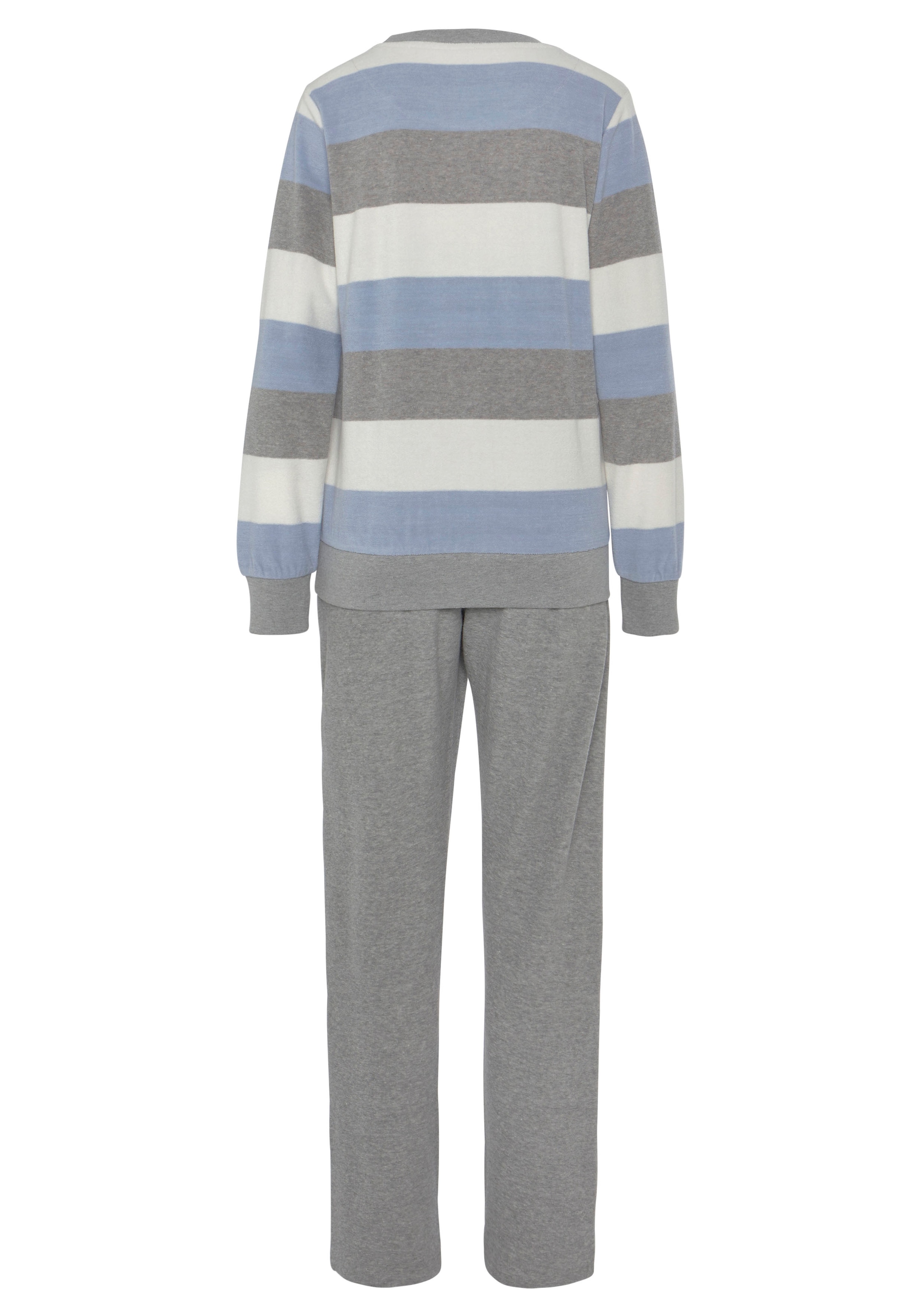 Vivance Dreams Pyjama, (2 tlg.), aus weichem Frottée und mit Colorblock Streifen