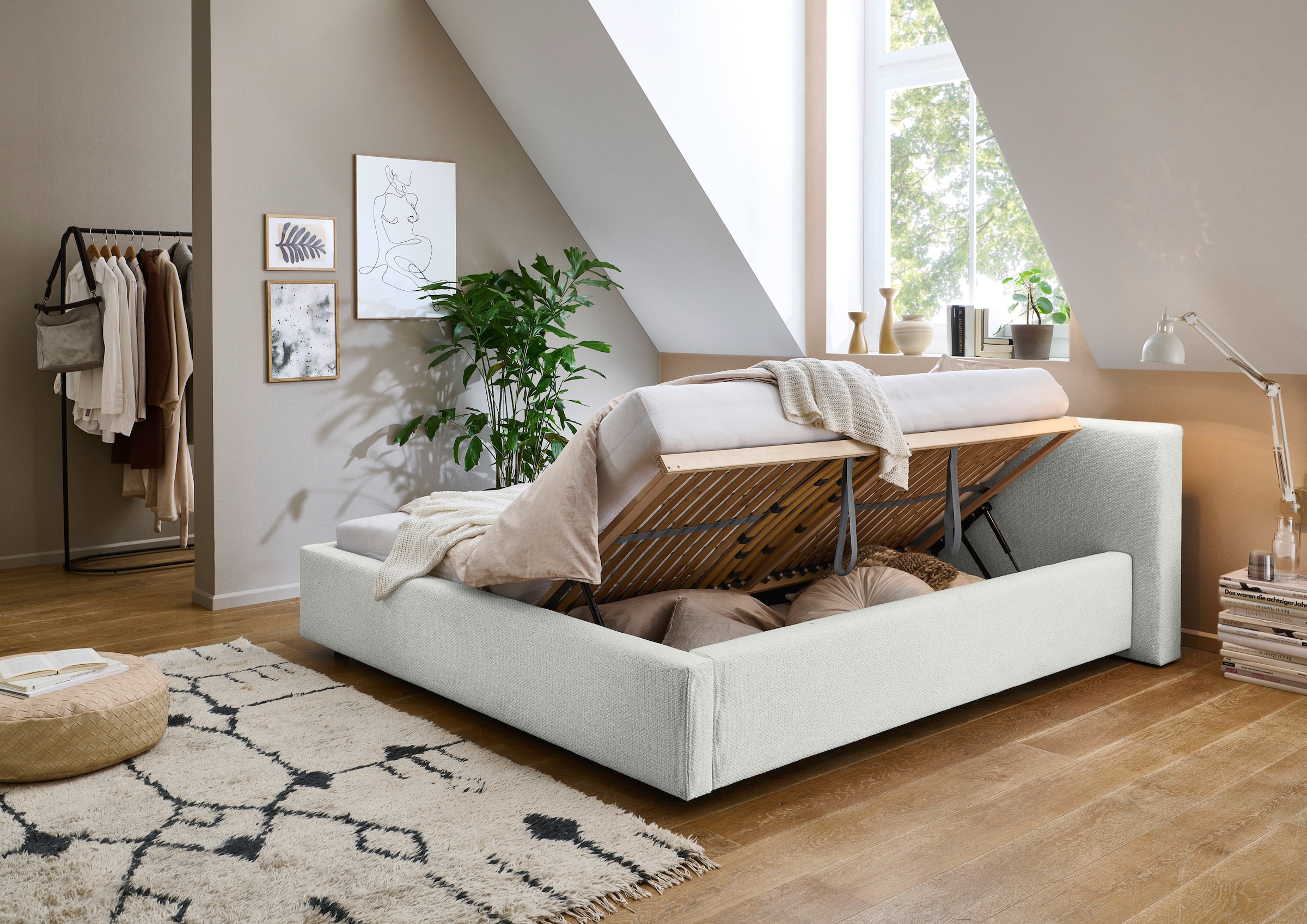 meise.möbel Polsterbett »Cube wahlweise mit Matratze und Bettkasten«, extra flaches Kopfteil, erhältlich in den Breiten 140cm, 160cm & 180cm