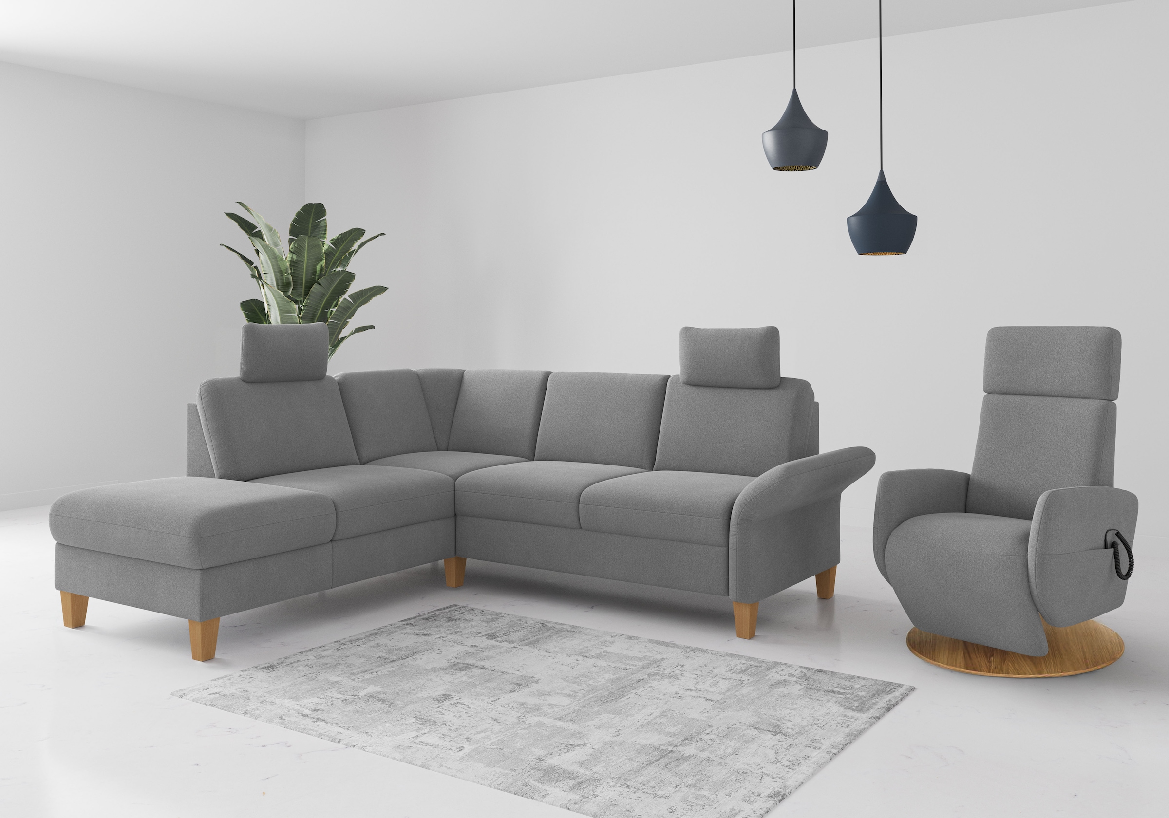 Home affaire Ecksofa »Rochelle«, wahlweise mit Armlverstellung, Klappbett mit Rollen & Bettkasten