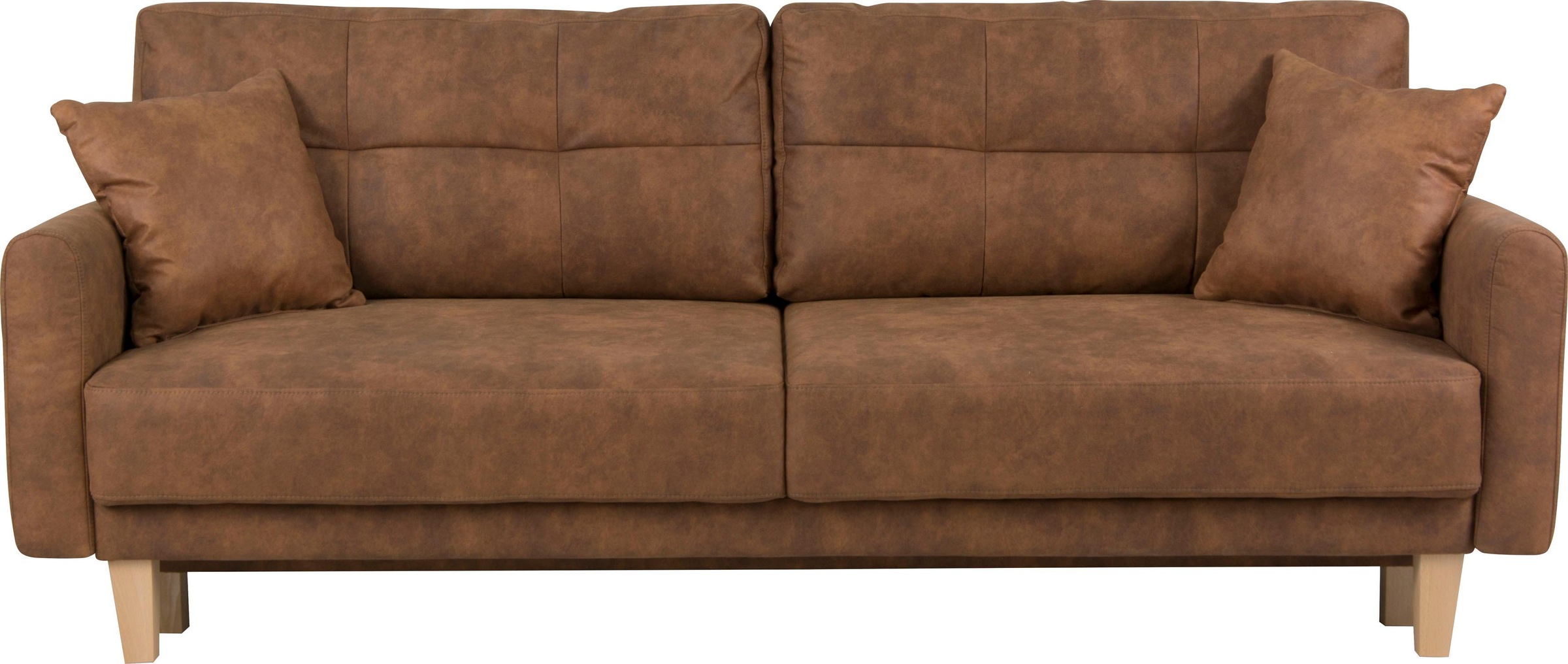 Home affaire 3-Sitzer »TRIPLO optionale Schlafsofa mit Bettkasten, Maße B/T/H: 215/100/89 cm«, Wahlweise Bettfunktion - Liegefläche 145x191 cm, Rücken-, Zierkissen
