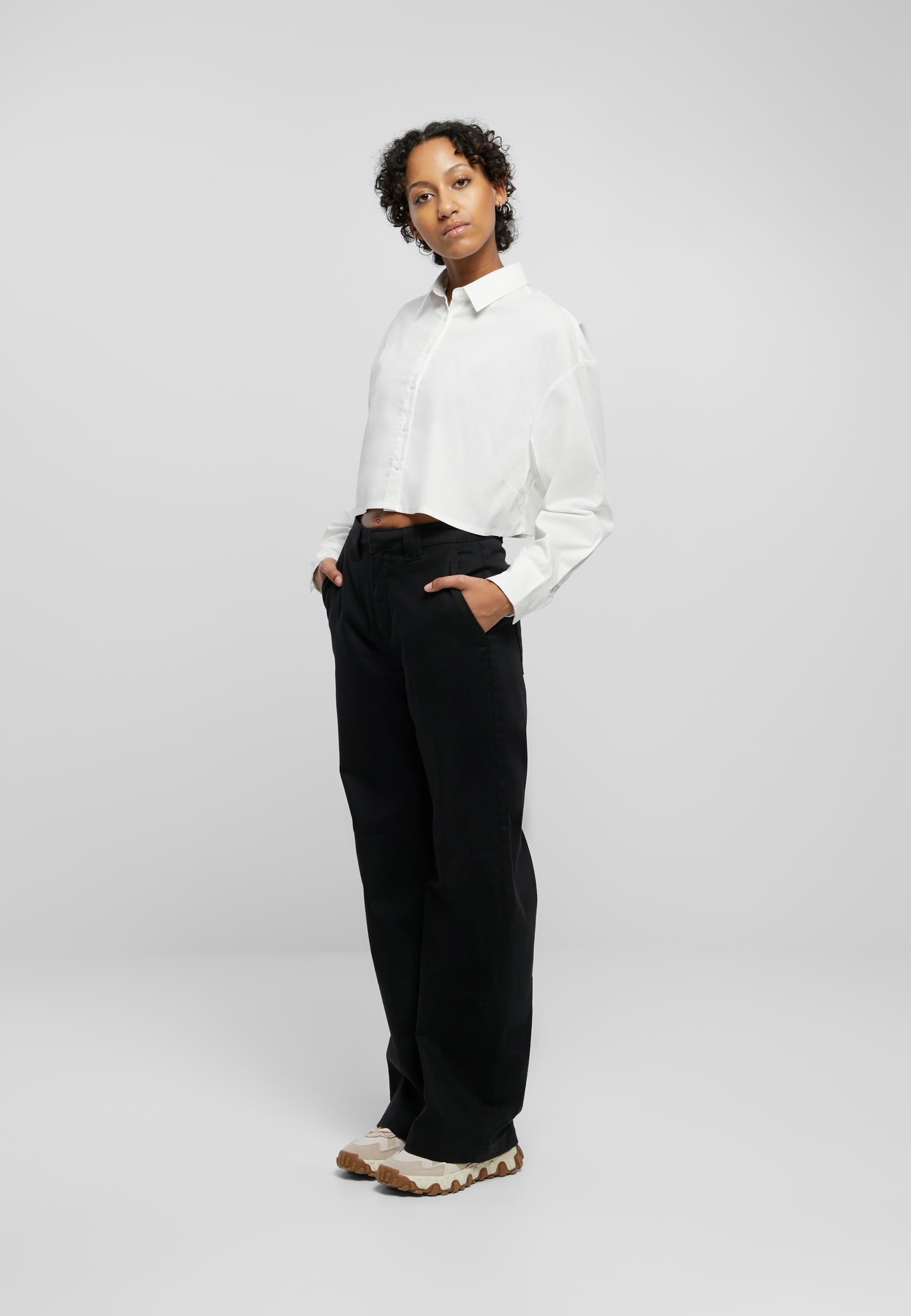 URBAN CLASSICS Klassische Bluse »Urban Classics Damen Ladies Cropped Oversized Blouse«