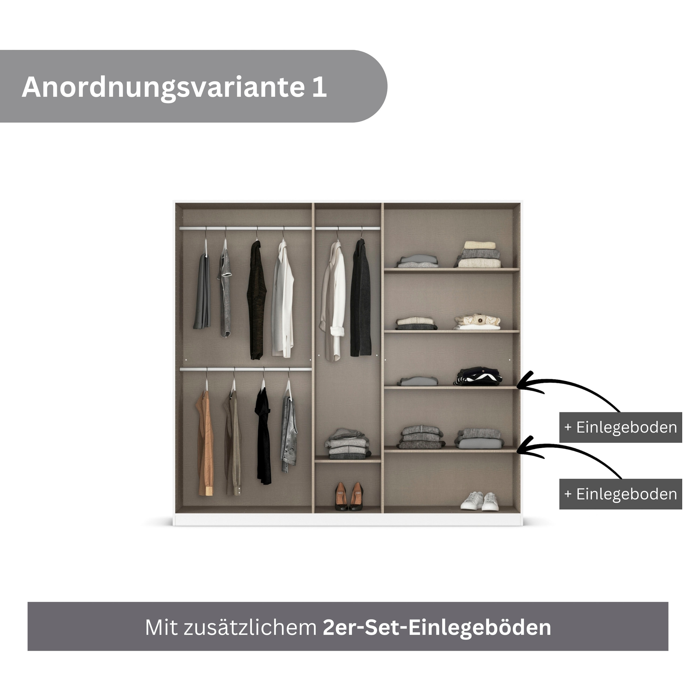 rauch Drehtürenschrank »Kleiderschrank Schrank Garderobe AGORDO TOPSELLER Schlafzimmer«, (in zwei Griff-Farben mit Dekor- oder Hochglanzfront), durchdachte Innenausstattung, in 6 Breiten und 2 Höhen MADE IN GERMANY