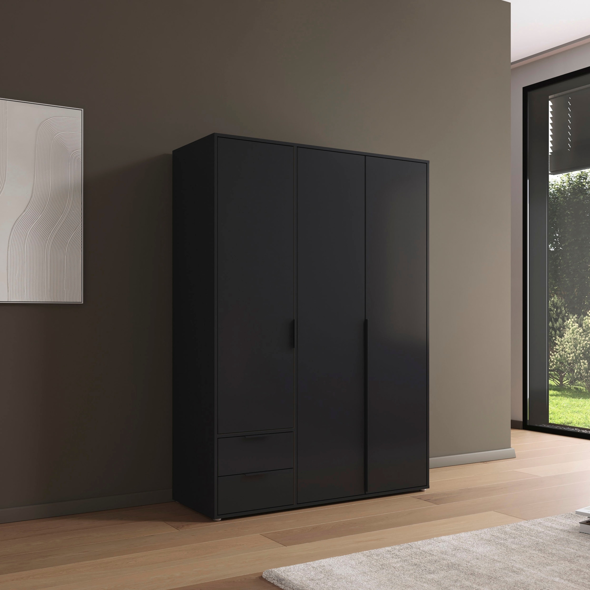 rauch Drehtürenschrank »Kleiderschrank Schrank Garderobe Wäscheschrank NAGATA viel Stauraum«, (in 3 verschiedenen Ausstattungen BASIC/CLASSIC/PREMIUM), mit Schubladen sowie Stangengriffen TOPSELLER MADE IN GERMANY