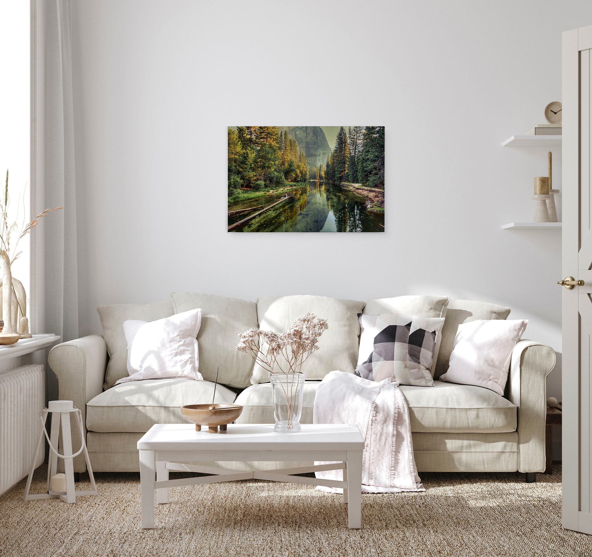 A.S. Création Leinwandbild »Mountain River«, Kunst-Landschaft-Kinder, (1 St.), Bild Keilrahmen See Landschaft Leinwand-Bild Wohnzimmer modern Kinder