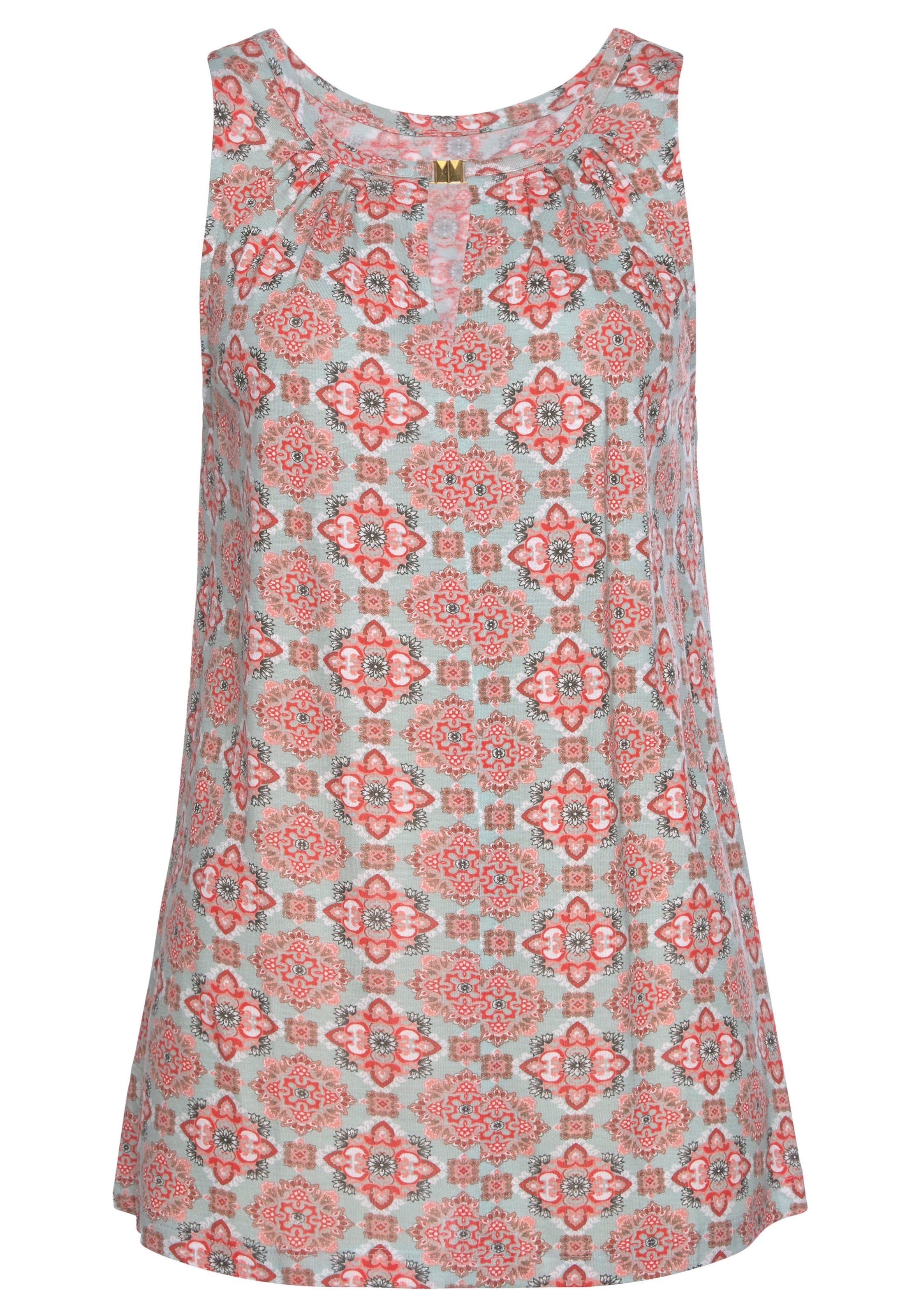 Vivance Tanktop, mit Alloverprint und Zieraccessoires, sommerliches Damentop