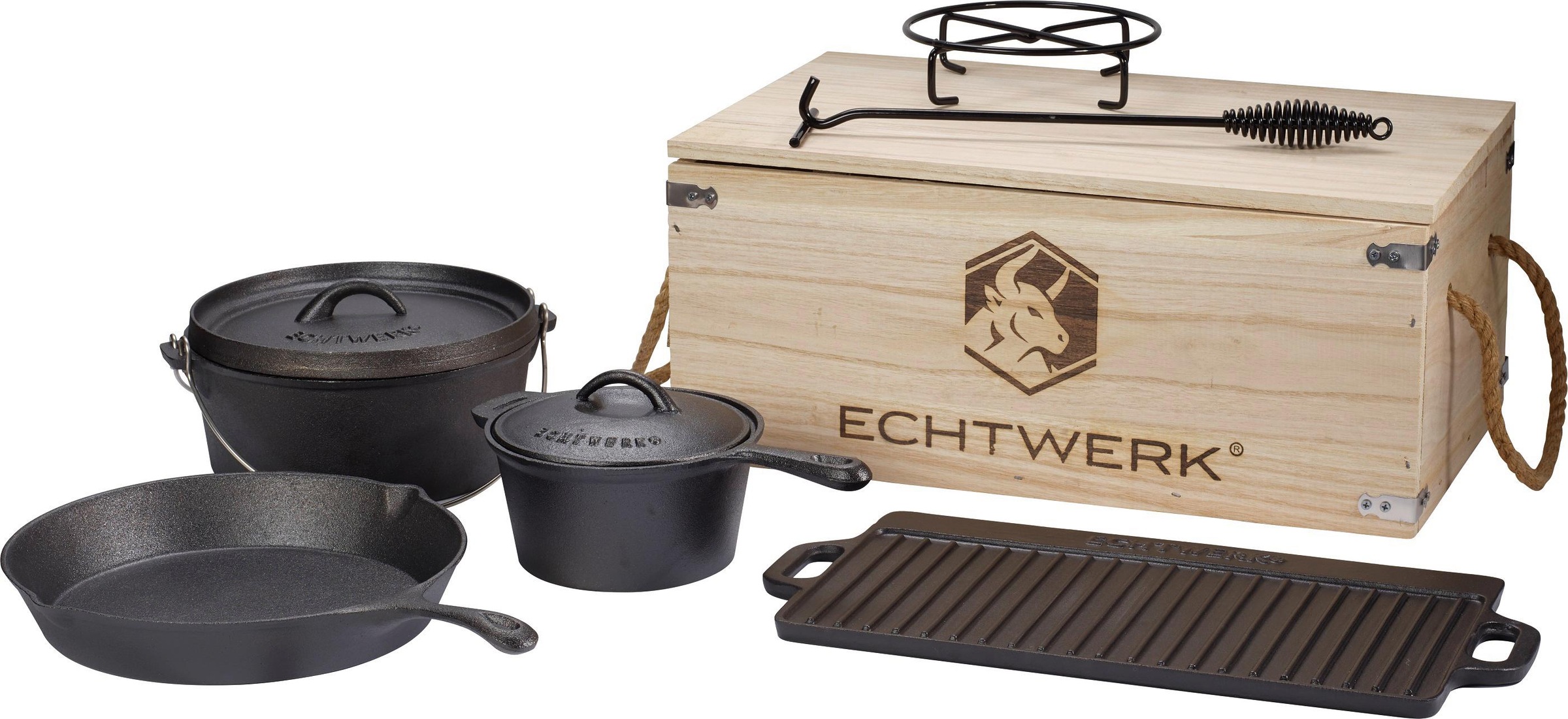ECHTWERK Topf-Set »Dutch Oven« Gusseisen Set, Kochtopf, Stieltopf, Pfanne, günstig online kaufen