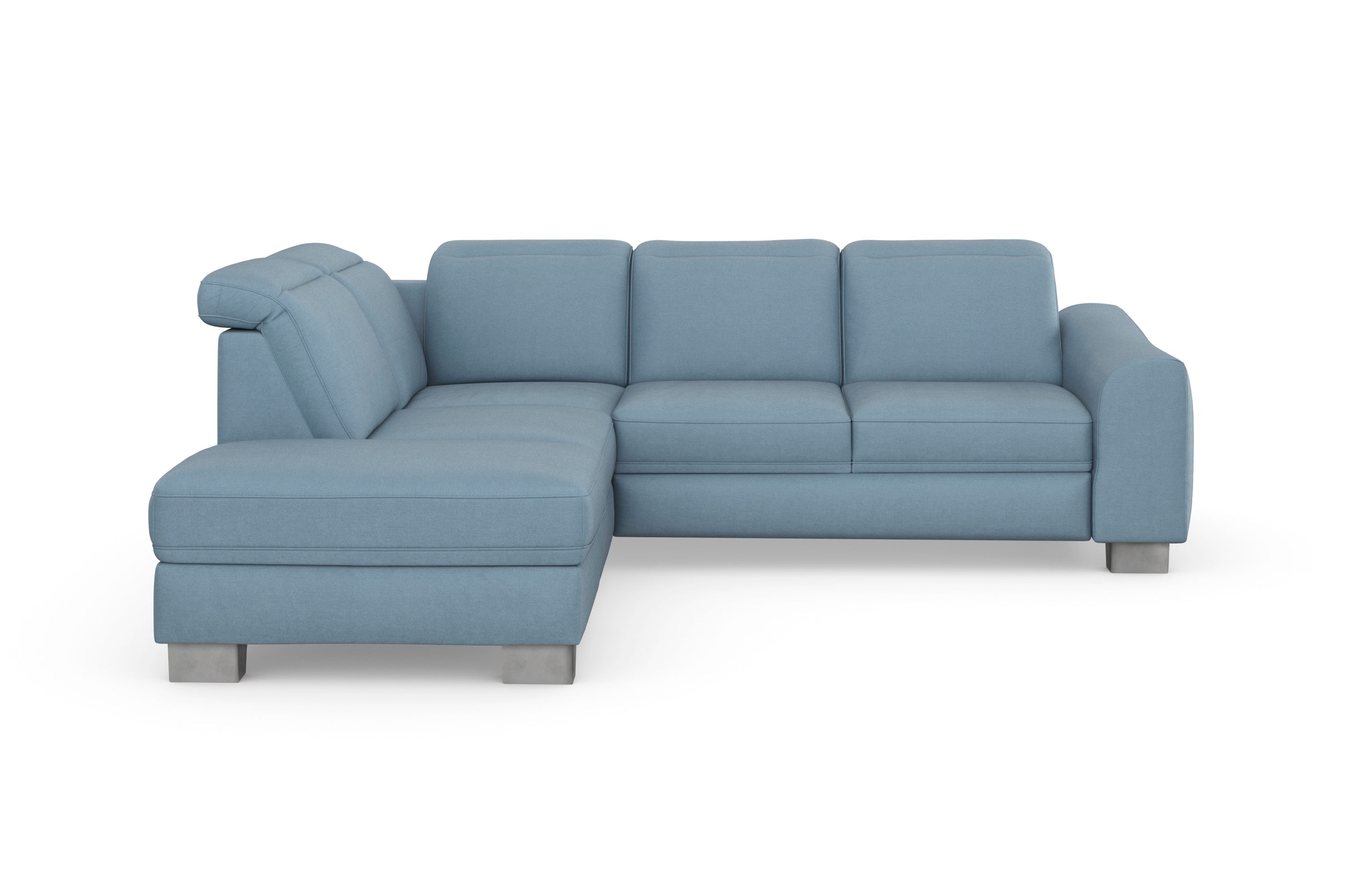 sit&more Ecksofa »Dundee L-Form«, mit Federkern und Edelstahlfüßen, wahlweise mit Kopfteilverstellung