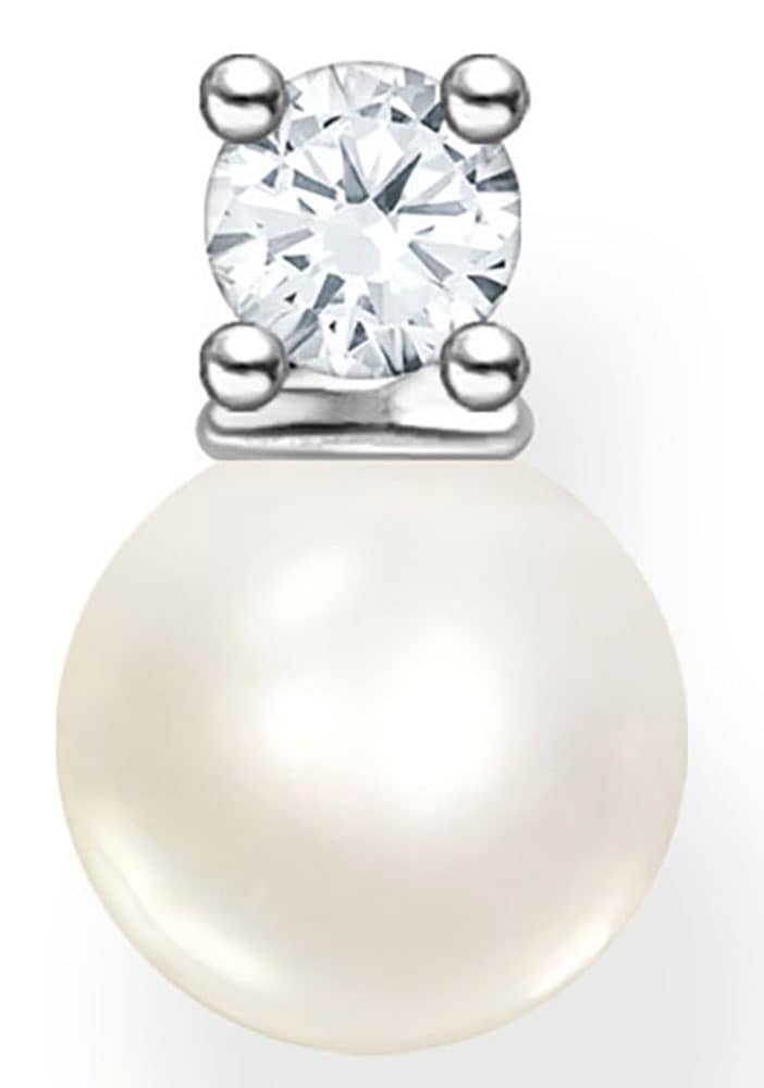 THOMAS SABO Single-Ohrstecker »Perle mit weißem Stein, H2214-167-14«, mit Zirkonia (synth.) - mit Süßwasserzuchtperle