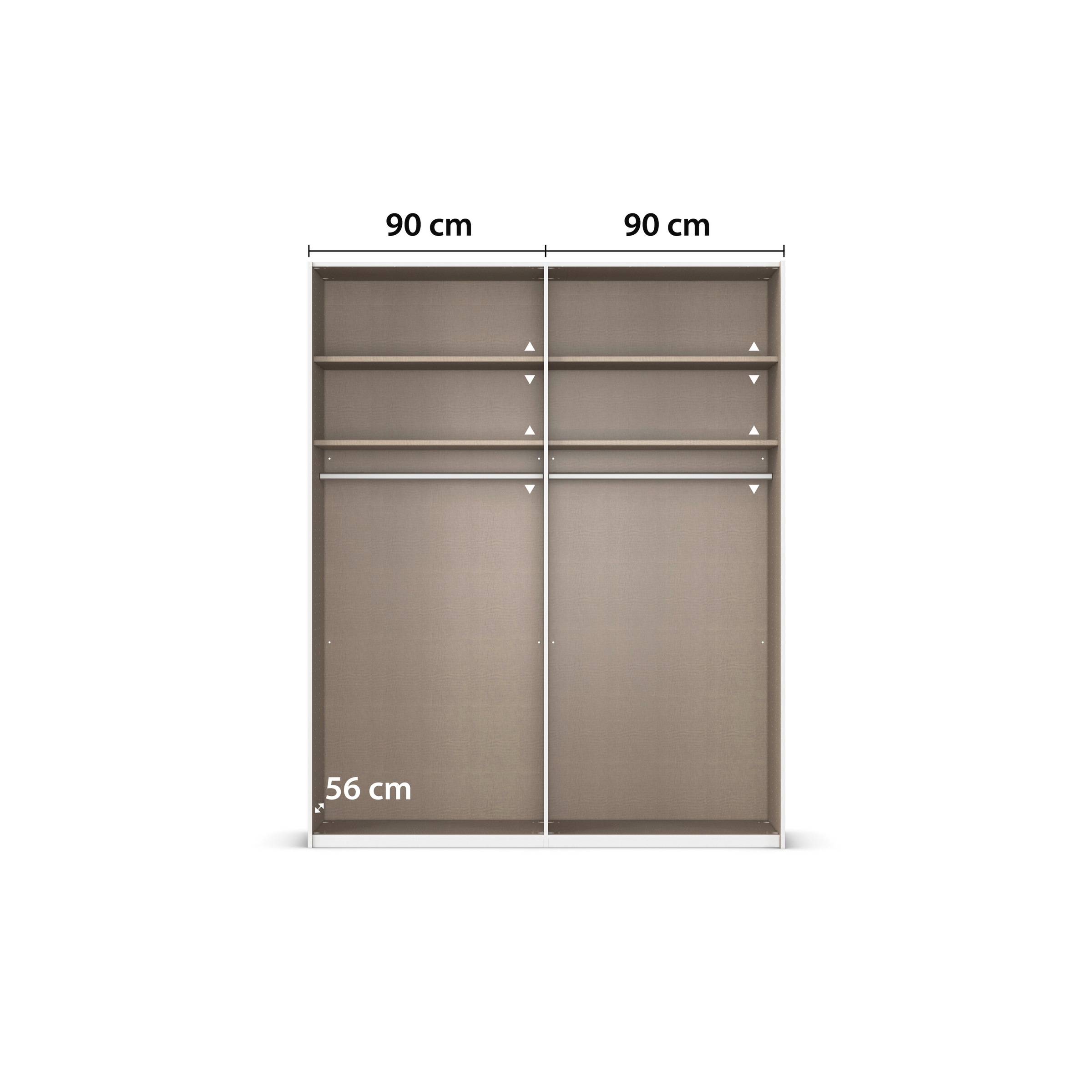 rauch Schwebetürenschrank »Kleiderschrank Schrank Garderobe Schlafzimmerschrank EVELYN«, in elegantem Stil, in 5 Breiten, Griffe in Korpusfarbe MADE IN GERMANY
