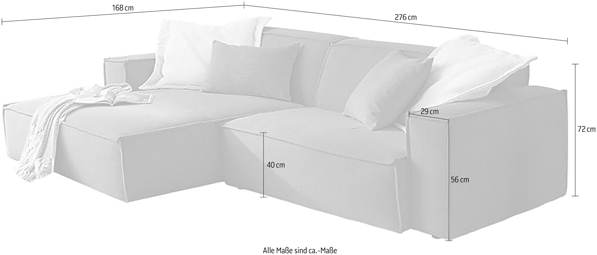 3C Candy Ecksofa »Matteo in elegant, kubischer Formensprache, bequem, L-Form«, mit auffälliger Kedernaht, Feincord-Bezug, Lounge-Charakter