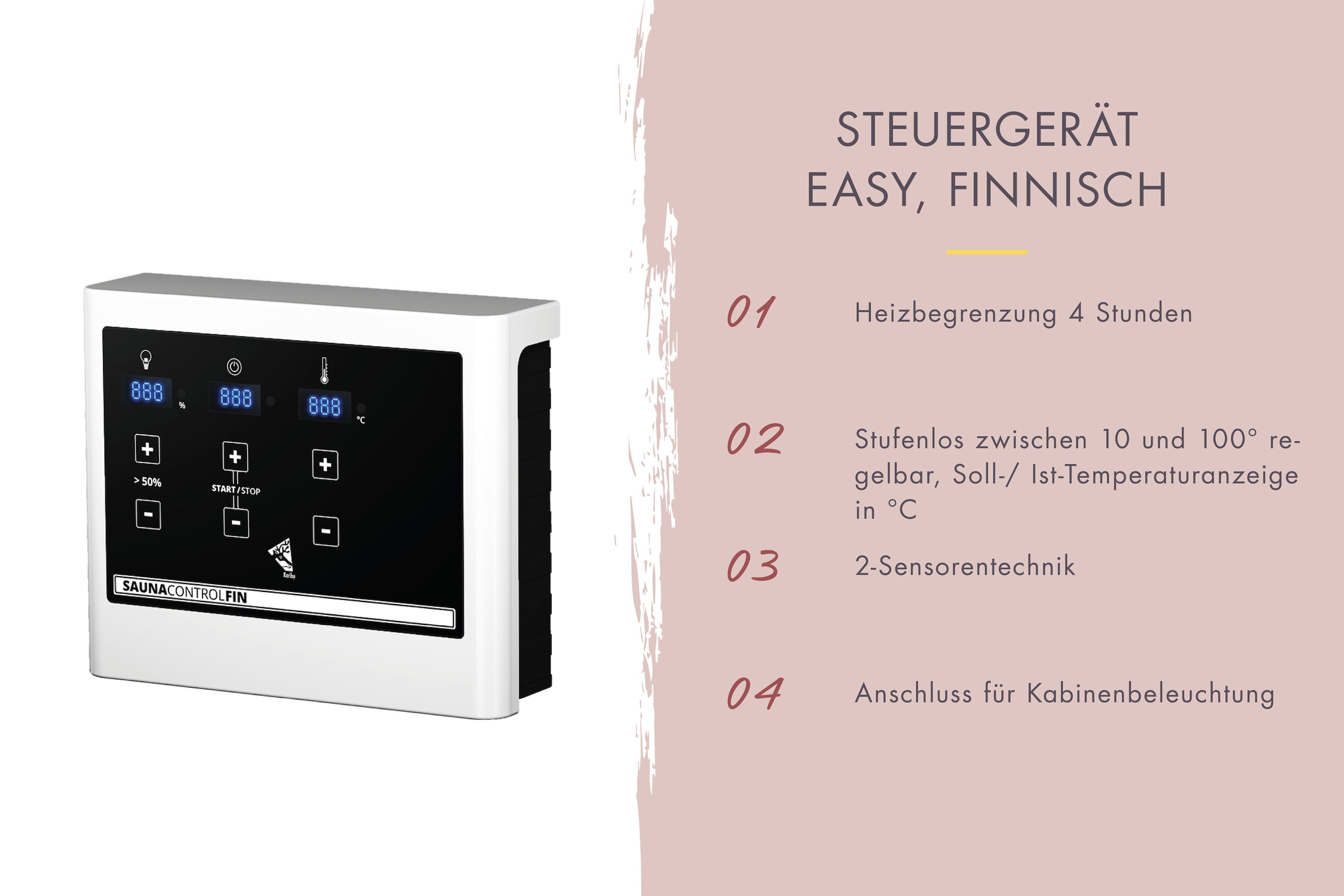 Karibu Saunahaus »Fiete«, klassiche Tür, Ofen 9 KW externe Strg easy