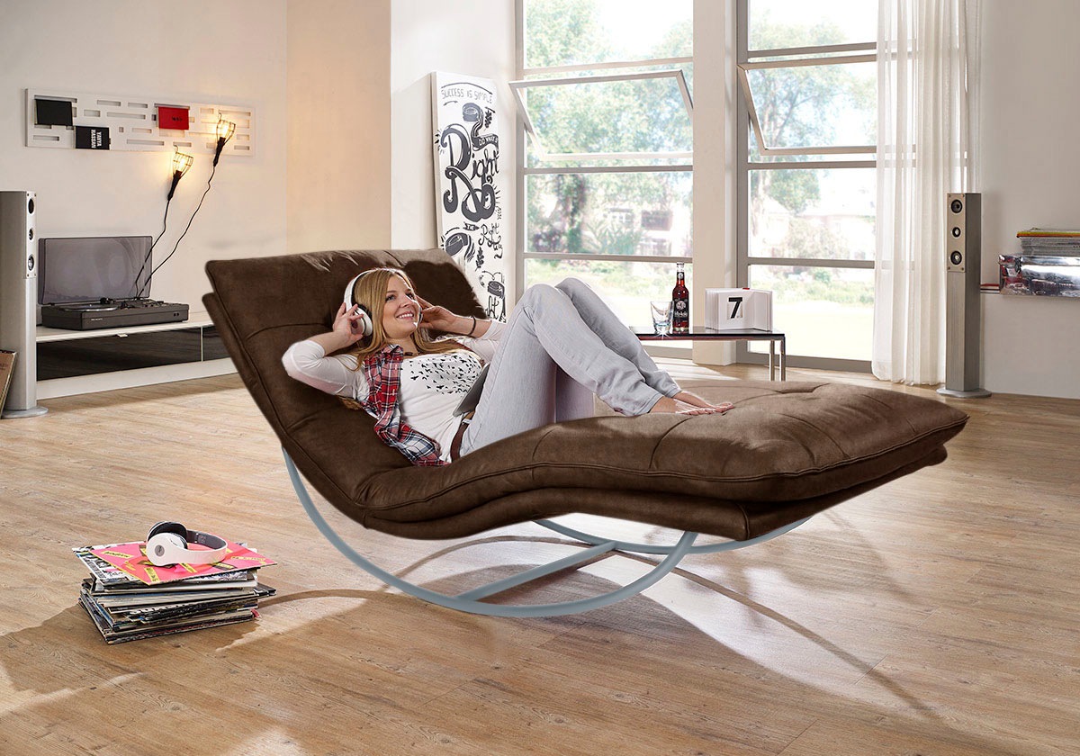 W.SCHILLIG Relaxliege »daily dreams«, in Waffelkissen-Optik, Schaukelgestell silber matt, in 2 Breiten
