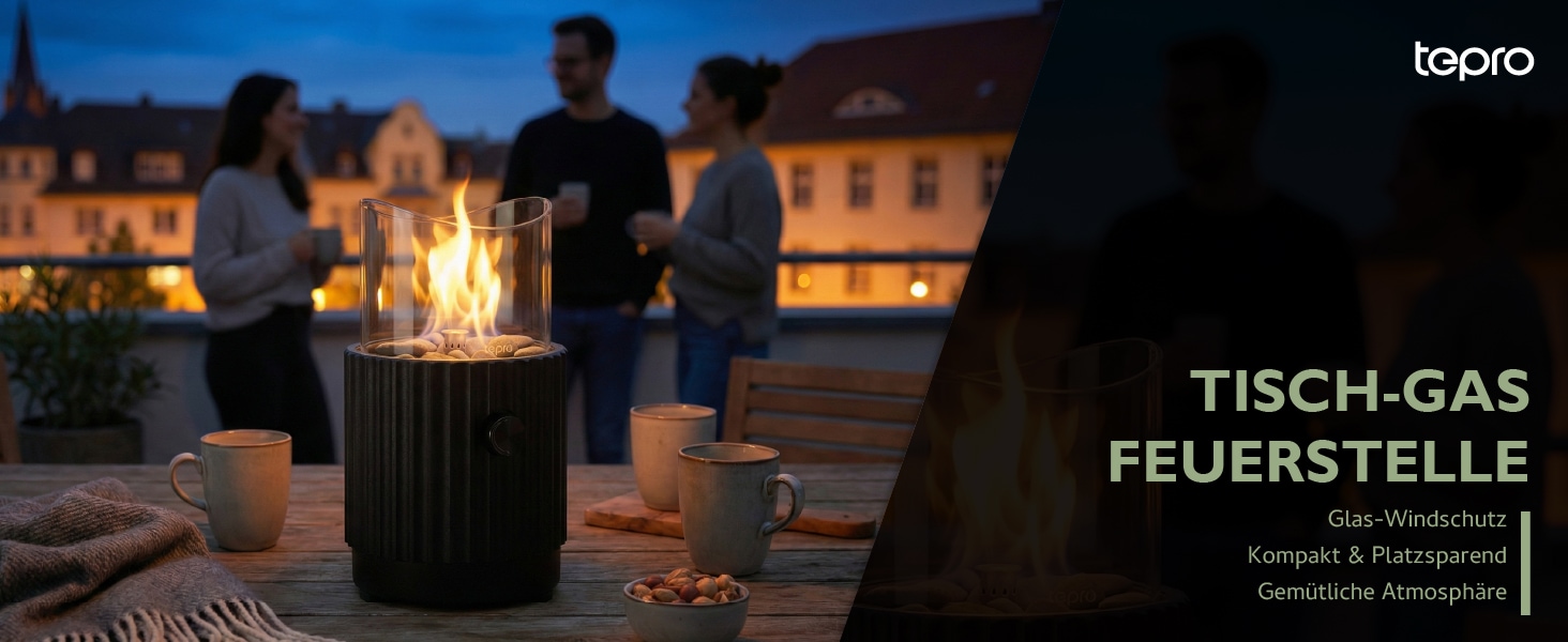 Tepro Feuerstelle »Tisch-Gasfeuerstelle mit Dekosteinen«