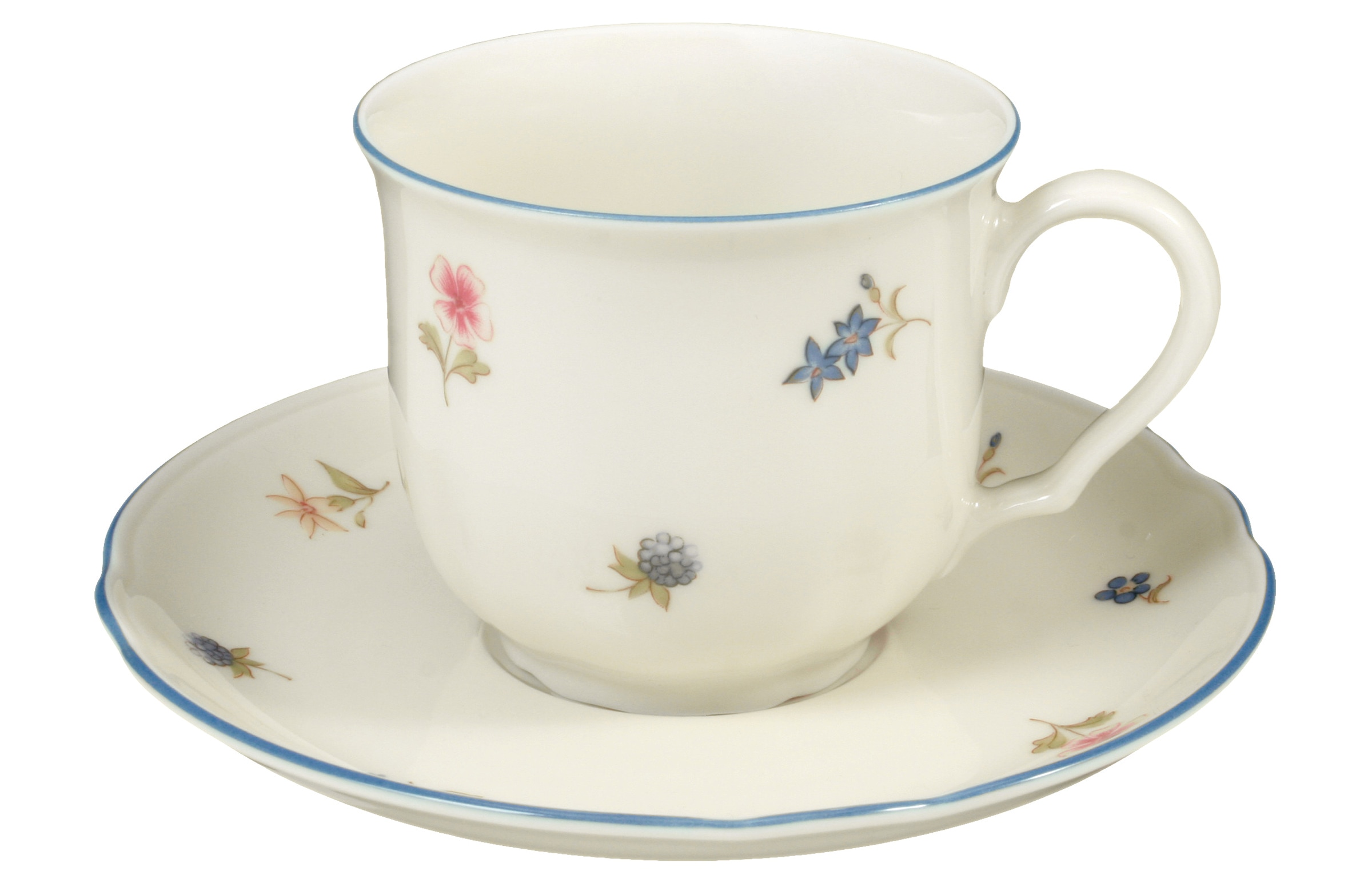 Seltmann Weiden Kaffeeservice »Geschirr-Set, 18 Teile, Marieluise Streublume«, (Set, 18 tlg., 6x Kaffeeobertasse 0,23 l, 6x Kombi-Untertasse, 6x Frühstücksteller), Teller, Tasse, Untertasse, Made in Germany, 18 Teile, für 6 Personen