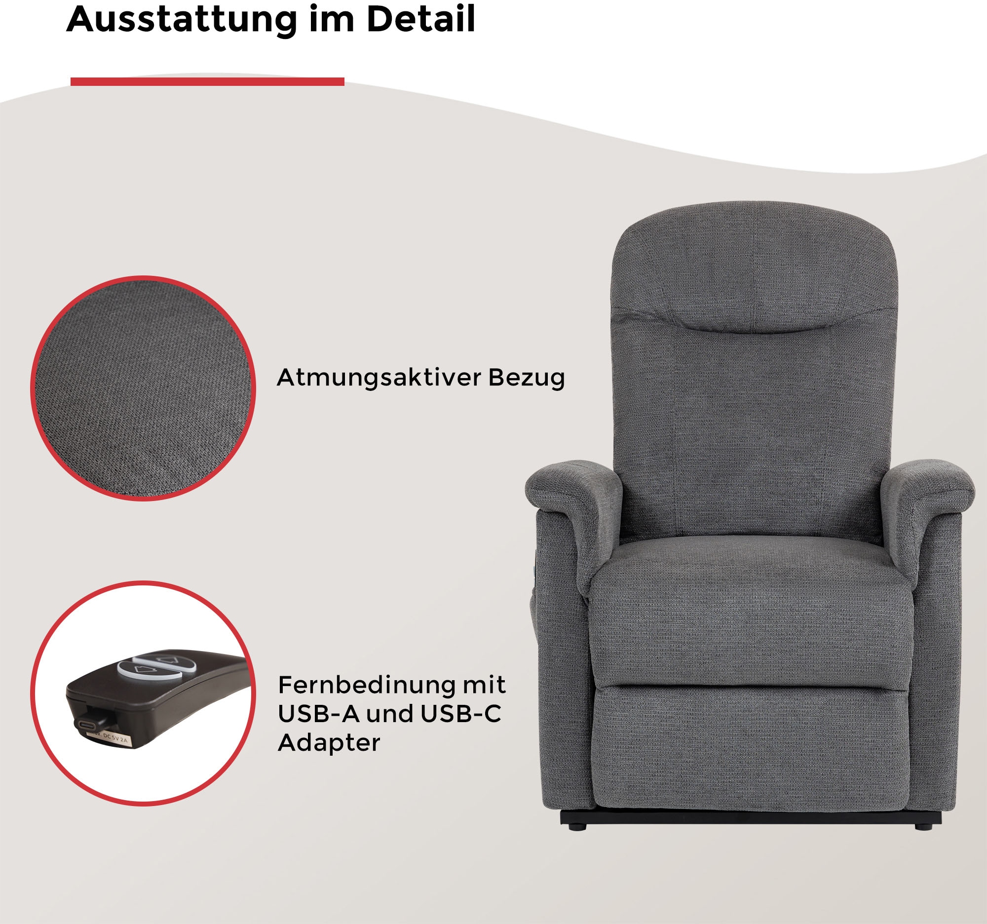 Duo Collection TV-Sessel »TV-Sessel Pylos« 1 Stk. tlg. Relaxfunktion und Taschenfederkern mit Stahlwellenunterfederung