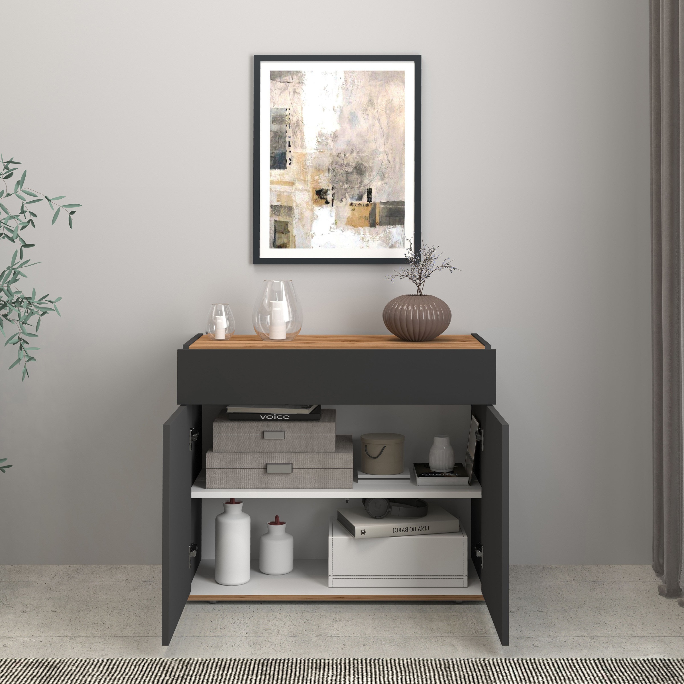 INOSIGN Sideboard »Garda, Kommode, Schrank, Kredenz«, 2 Türen, 1 Schublade,grifflos Breite 80,9 cm