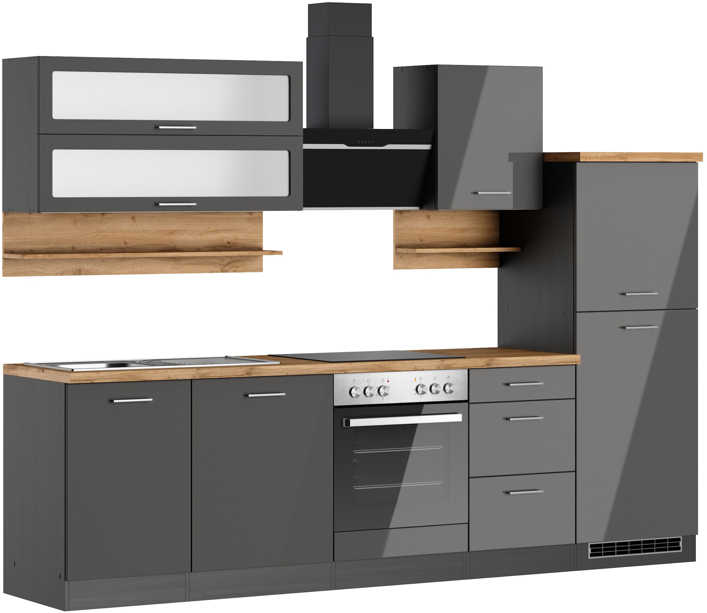 KOCHSTATION Küchenzeile »KS-Milan«, 280 cm breit, robuste Metallauszüge, vi günstig online kaufen