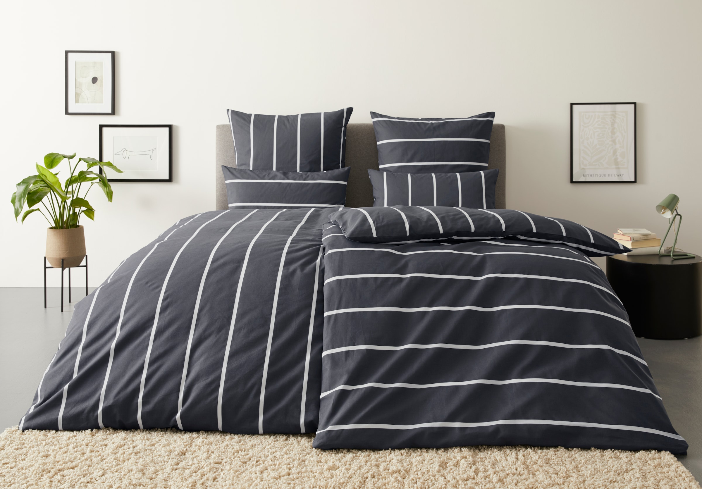 OTTO home Wendebettwäsche »MIETTE« 2 Stk. tlg. mit modernen Streifen, Bettw günstig online kaufen