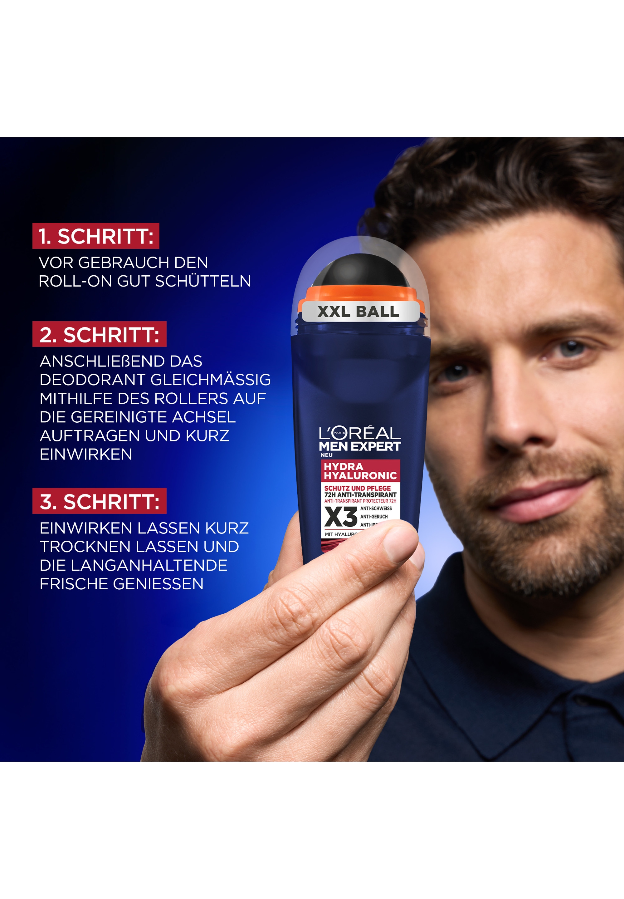 L'ORÉAL PARIS MEN EXPERT Deo-Roller »L'Oréal Men Expert Hydra Hyaluronic Anti-Transpirant Roll On 6er Pack«