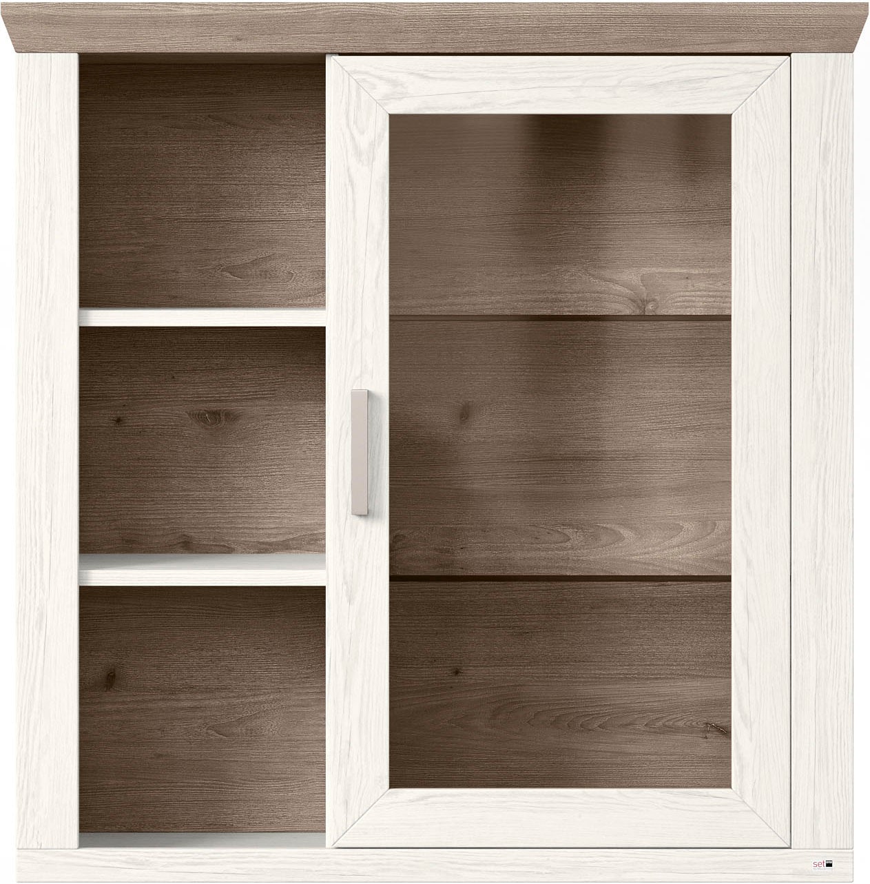 set one by Musterring Hängeschrank »York«, Typ 21, mit Glastür, offene Fächer, Beleuchtung optional, B 105 cm