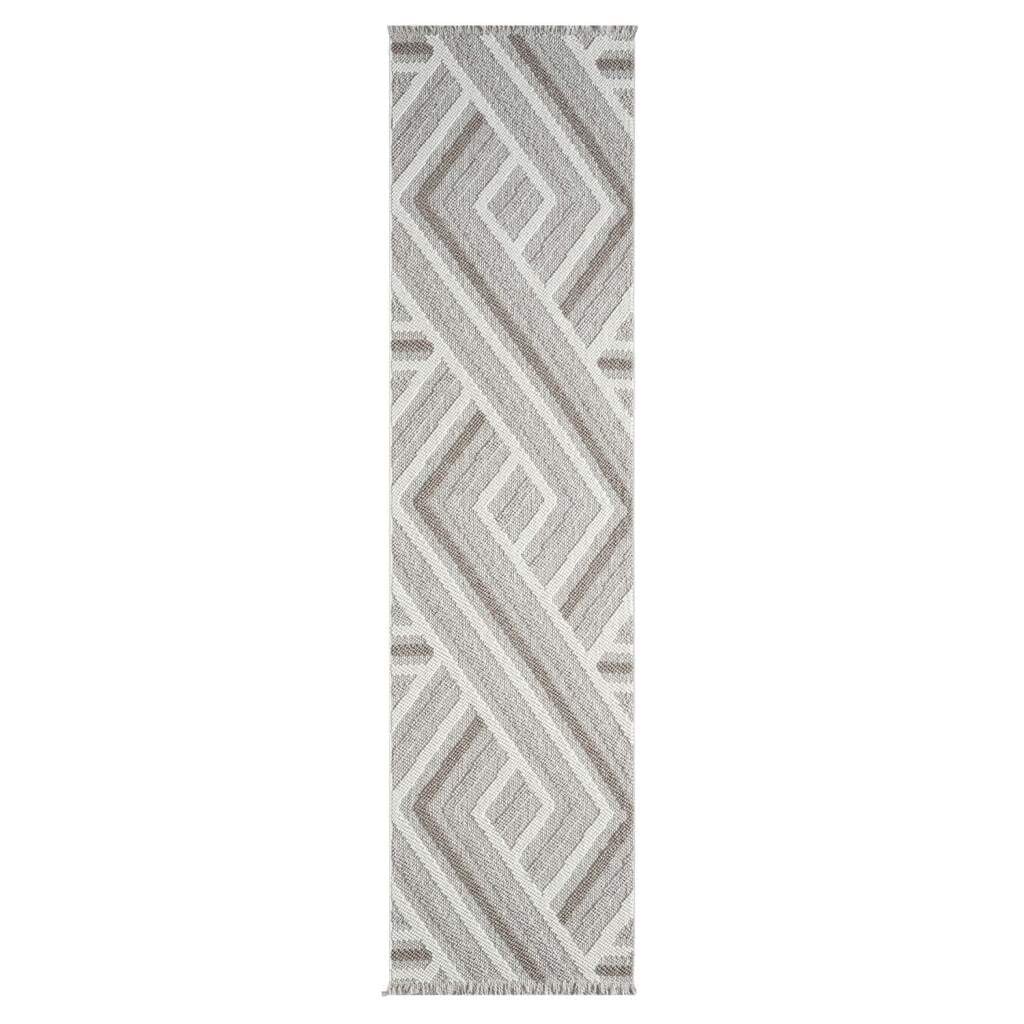 Carpet City Teppich »LINDO 7590«, rechteckig, 11 mm Höhe, Kurzflor, Hochtief-Muster/ 3D-Effekt, Fransen, Boho-Stil, Wohnzimmer