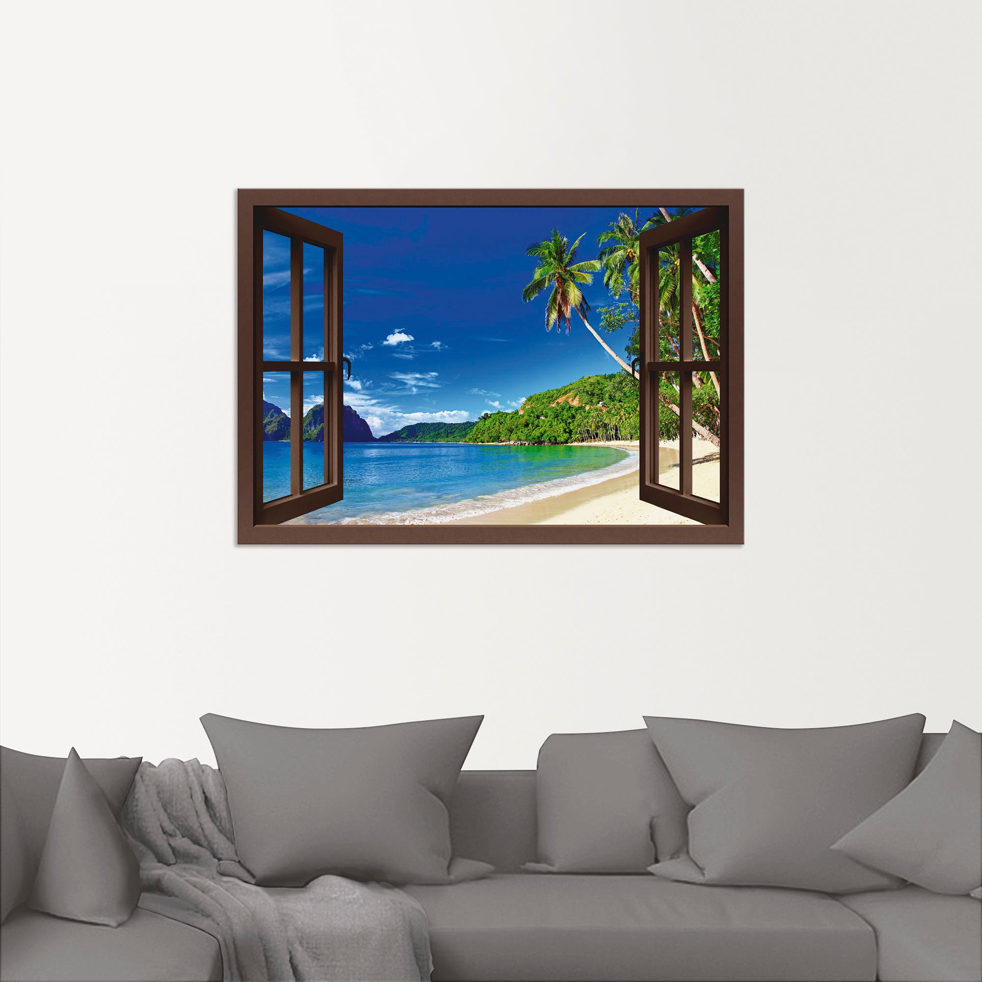 Artland Wandbild »Fensterblick Paradies«, Fensterblick, (1 St.), als Alubil günstig online kaufen