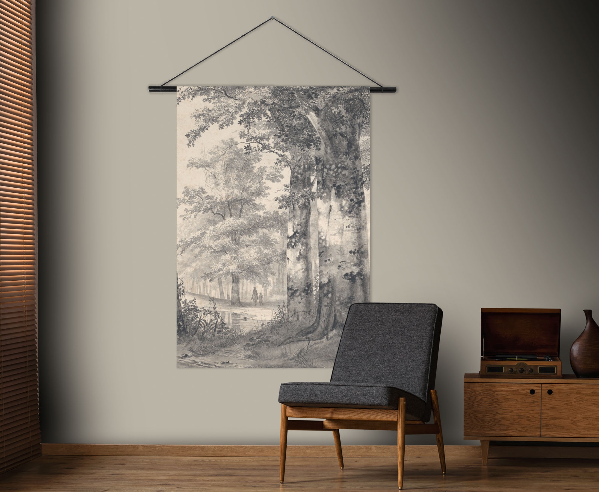 Art for the home Wandbild »Vintage Wald«, Landschaft-Landschaften, (1 St.), Wandteppich XL
