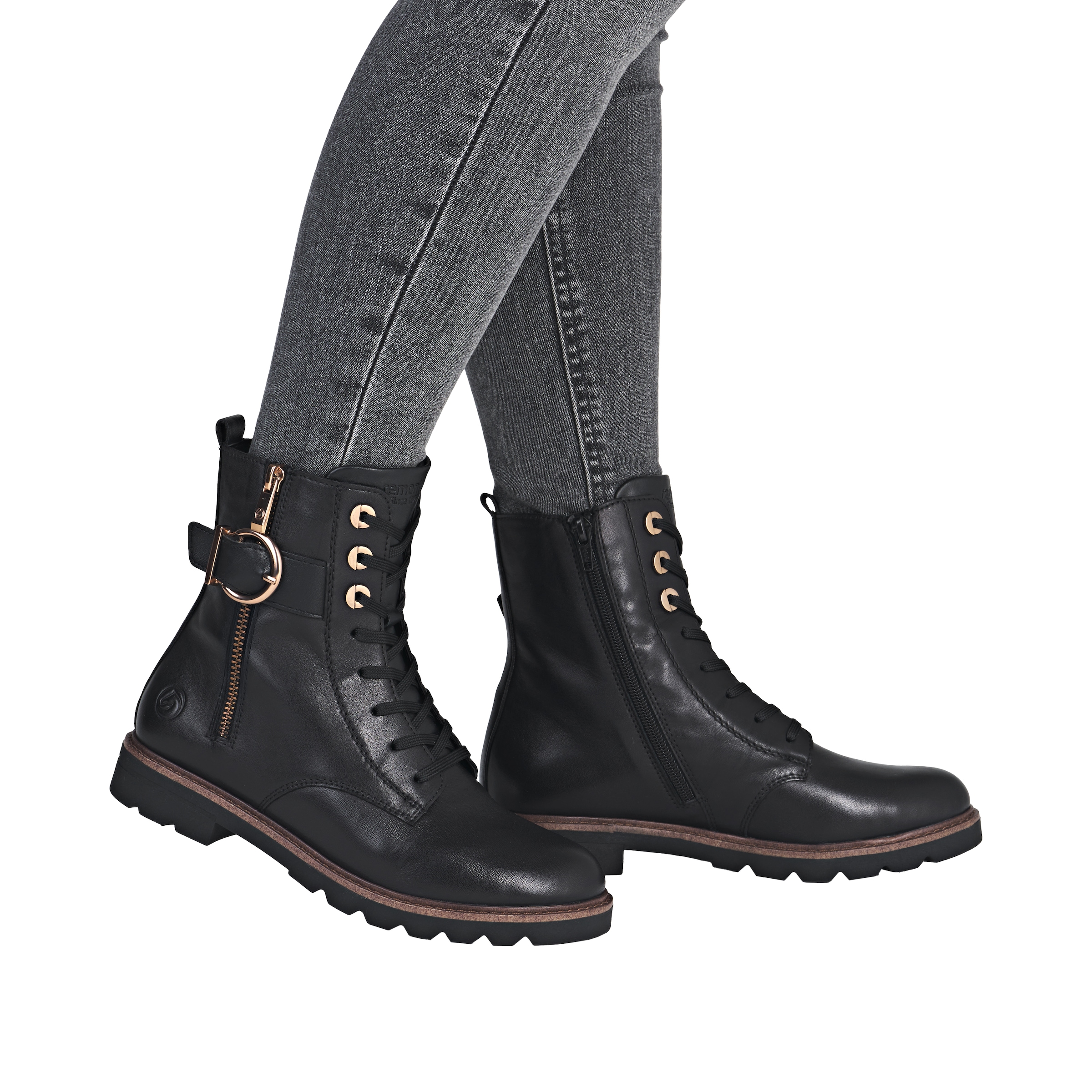 Remonte Schnürstiefelette, Schnürboots, Casual-Stiefelette, Blockabsatz, mit großer Zierschließe