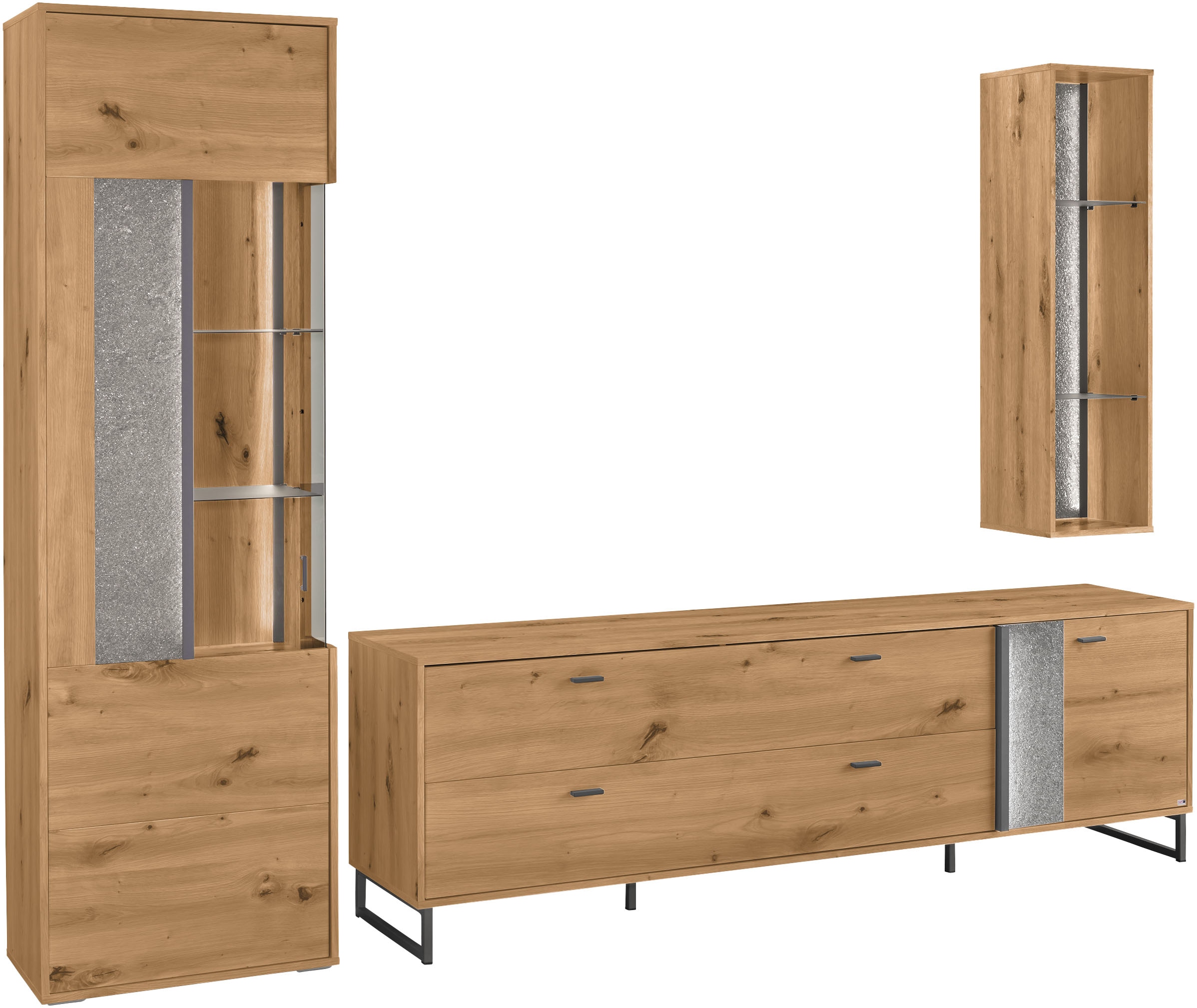 set one by Musterring TV-Wand »Deltona« 3 Stk. tlg. Zierelemente aus Sandst günstig online kaufen