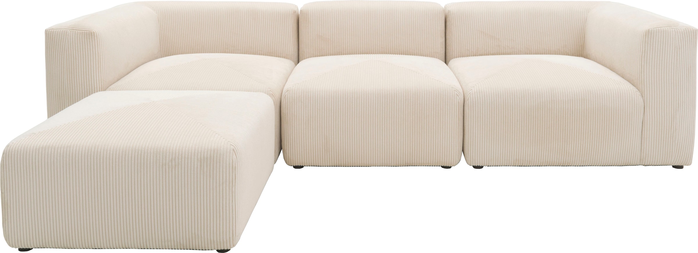 RAUM.ID Ecksofa »Gerrid L-Form«, Cord-Bezug, Modulsofa, bestehend aus Eck- und Mittelelement + Hocker