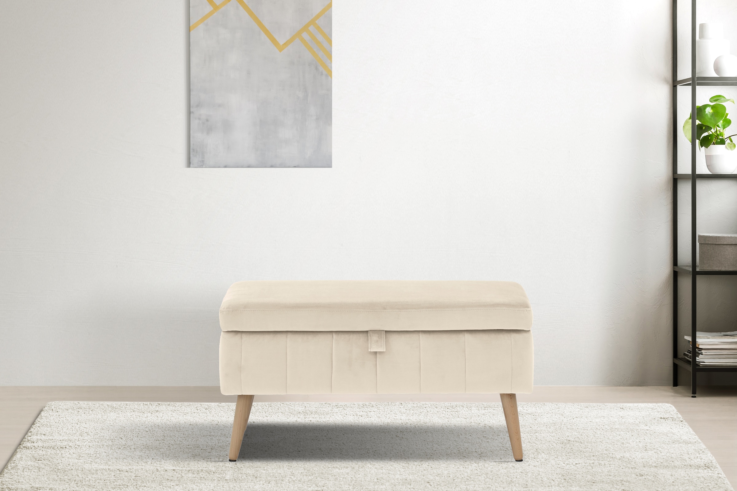 INOSIGN Truhenbank »AMIRA Sitzbank mit Stauraum, Maße B/T/H: 81/36/43 cm«, mit Staufach, in 3 Bezugsqualitäten mit feiner Steppung