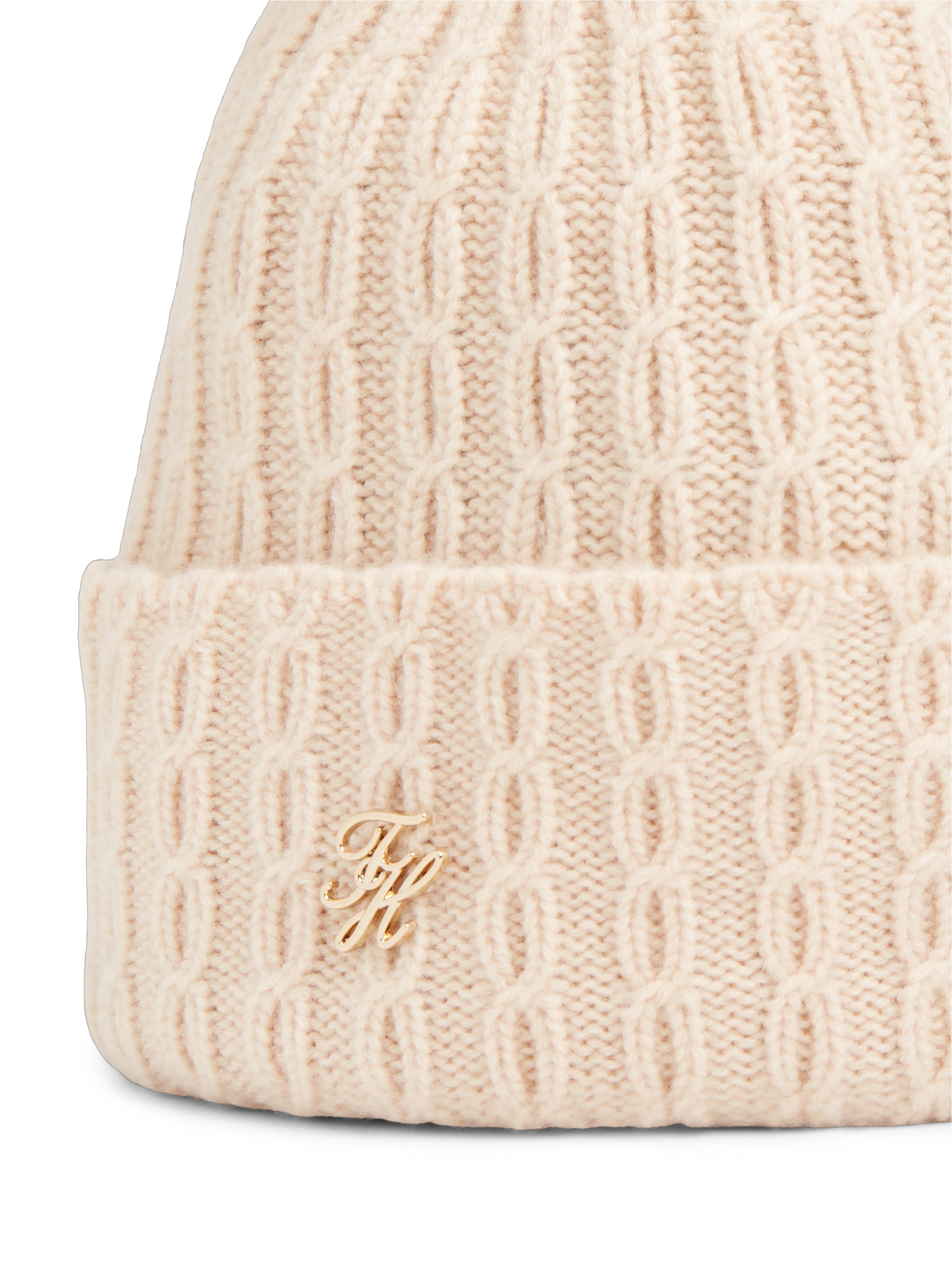 Tommy Hilfiger Beanie »TH SCRIPT CABLE POM« mit Kaschmiranteil