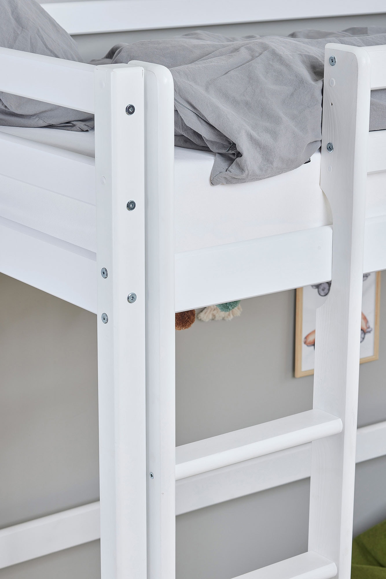 Hoppekids Hochbett »Hochbett 90x200cm mit Schreibtisch, umbaubar zu Einzelbett«, FSC® zert. Massivholz, Hochbett ohne Schreibtisch nutzbar
