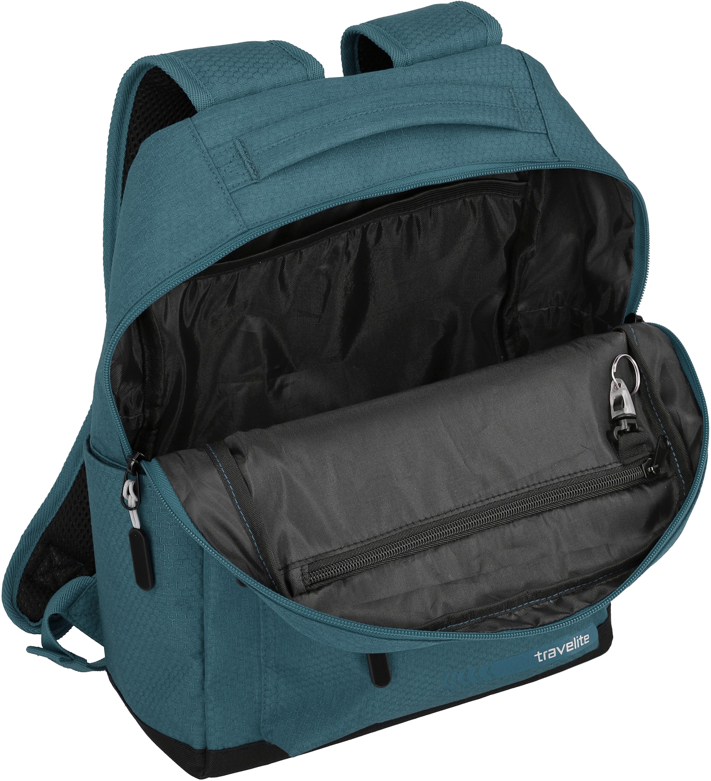 travelite Laptoprucksack »KICK OFF M, 40 cm, petrol«, Arbeitsrucksack Schulrucksack Freizeitrucksack mit 13-Zoll Laptopfach