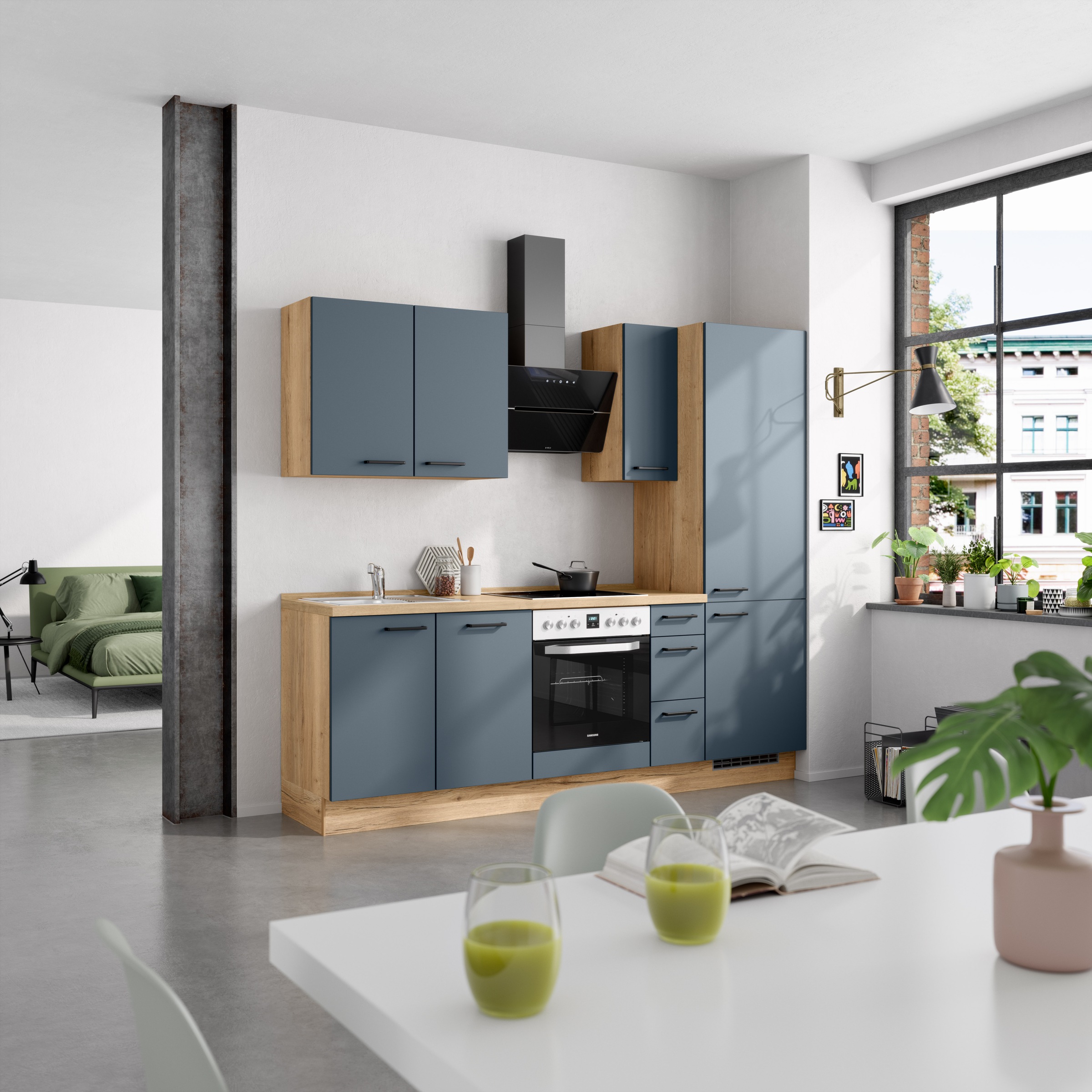 nobilia® Küchenzeile »"Easytouch II"« vormontiert, Ausrichtung wählbar, Breite 240 cm, wahlw. mit E-Geräten