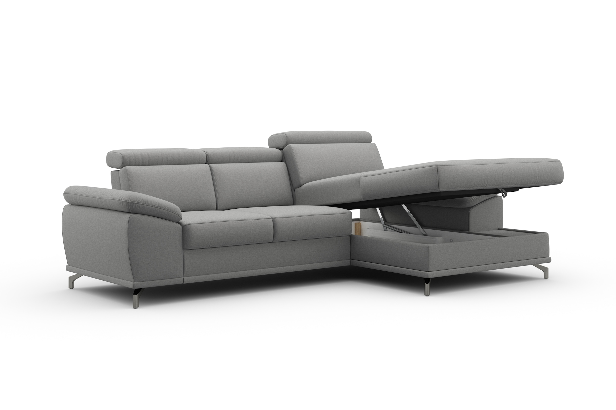 sit&more Ecksofa »Cabrio L-Form, mit Sitztiefenverstellung, Arm- und Kopfteilverstellung«, 2 Nierenkissen, Federkern, optional Bettfunktion und Stauraum