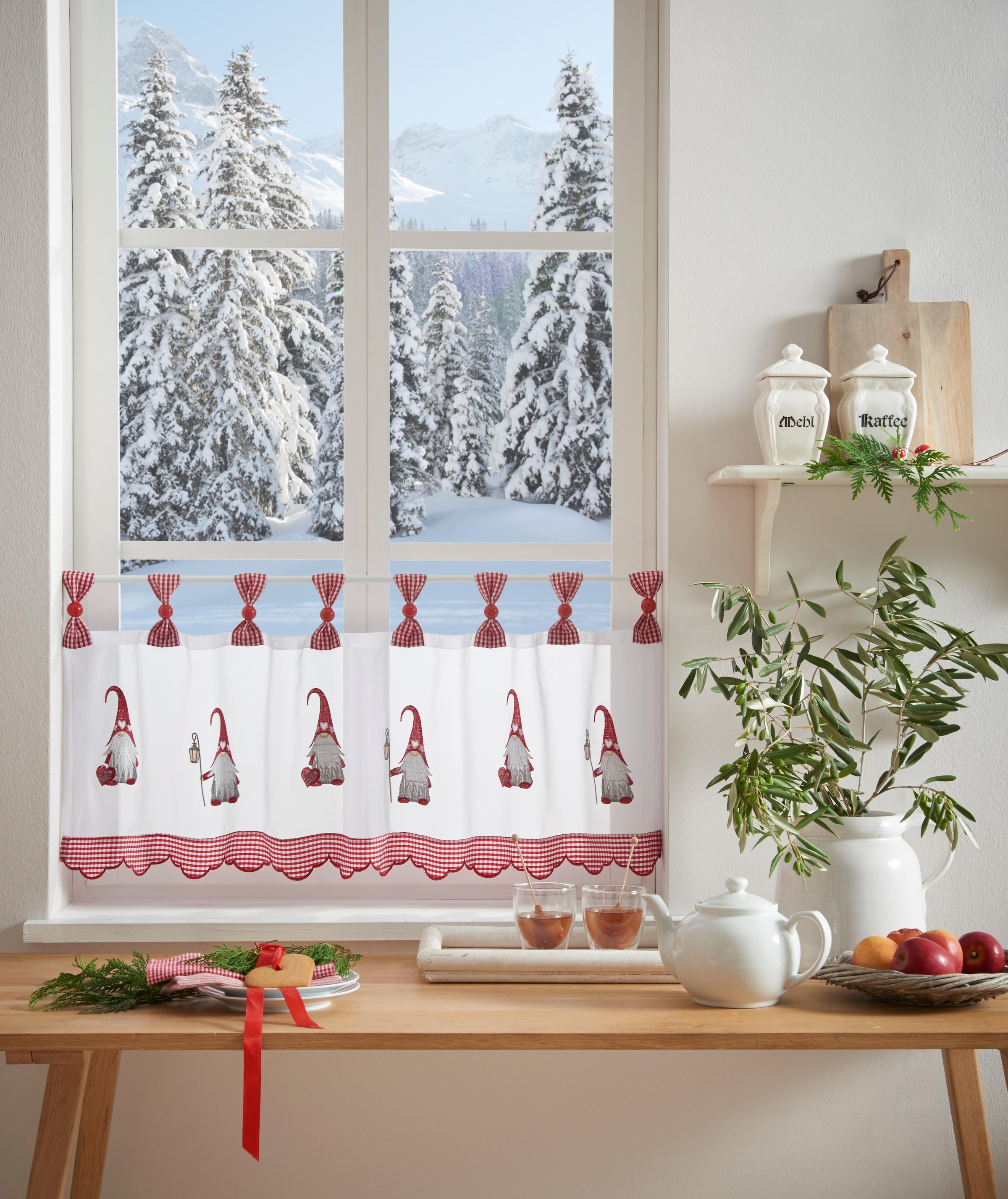 Küche home mit die für my bequem und bestellen Schlaufenaufhängung, »WICHTEL«, Weihnachtszeit schnell (1 Scheibengardine St.), für die