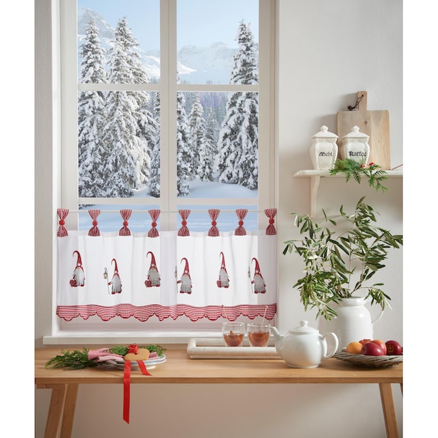 my home Scheibengardine »WICHTEL«, (1 St.), für die Weihnachtszeit mit  Schlaufenaufhängung, für die Küche bequem und schnell bestellen