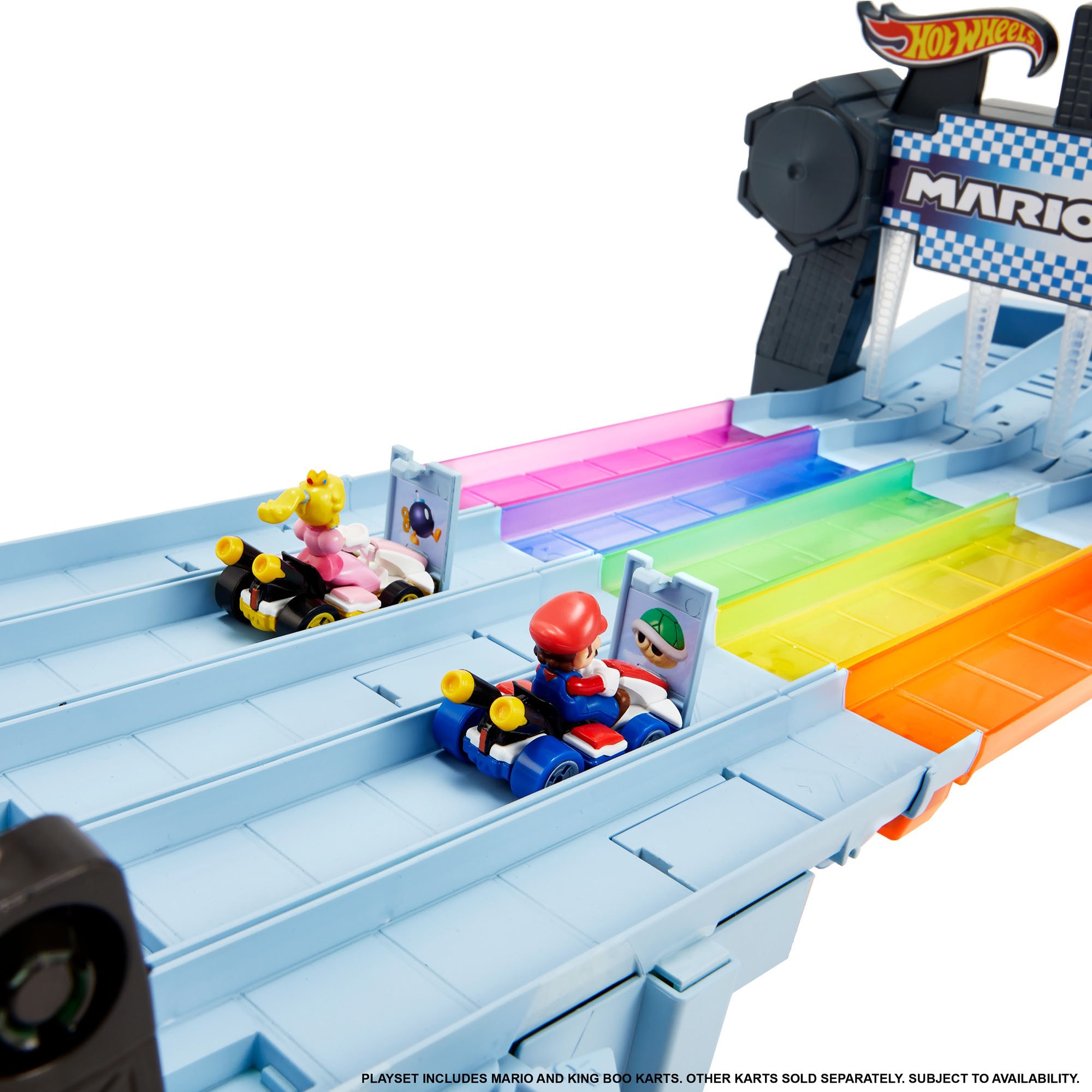 Hot Wheels Autorennbahn »Mario Kart Regenbogen Rennstrecke«, inkl. 2 Spielzeugautos
