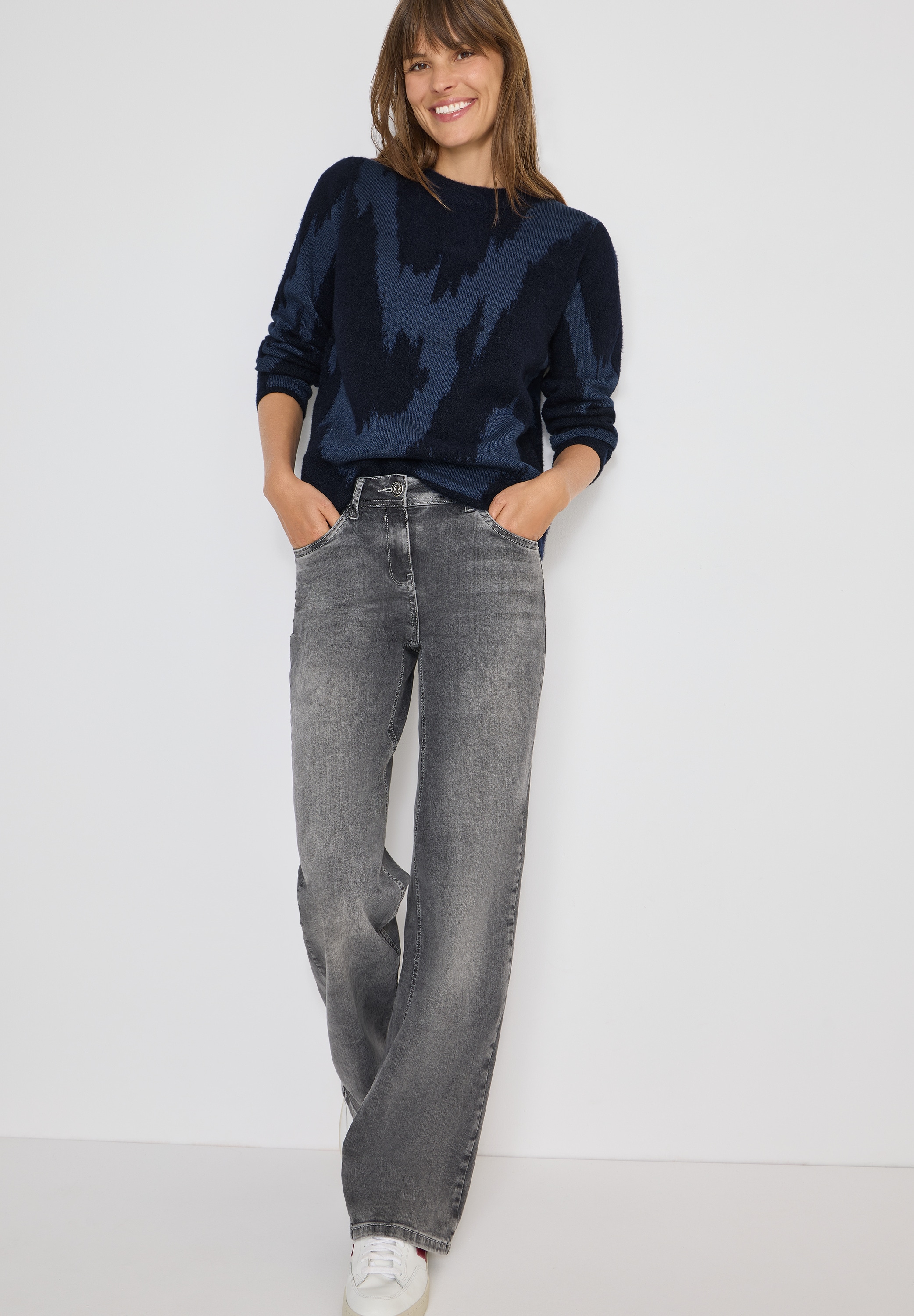 Cecil Rundhalspullover mit Muster