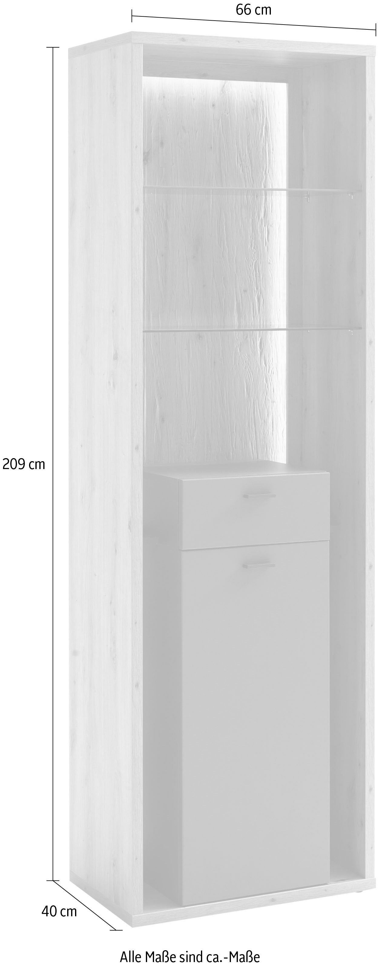 MCA furniture Vitrine »Lizzano«, Wohnzimmerschrank mit 3-D Rückwand,  wahlweise mit Beleuchtung auf Raten kaufen