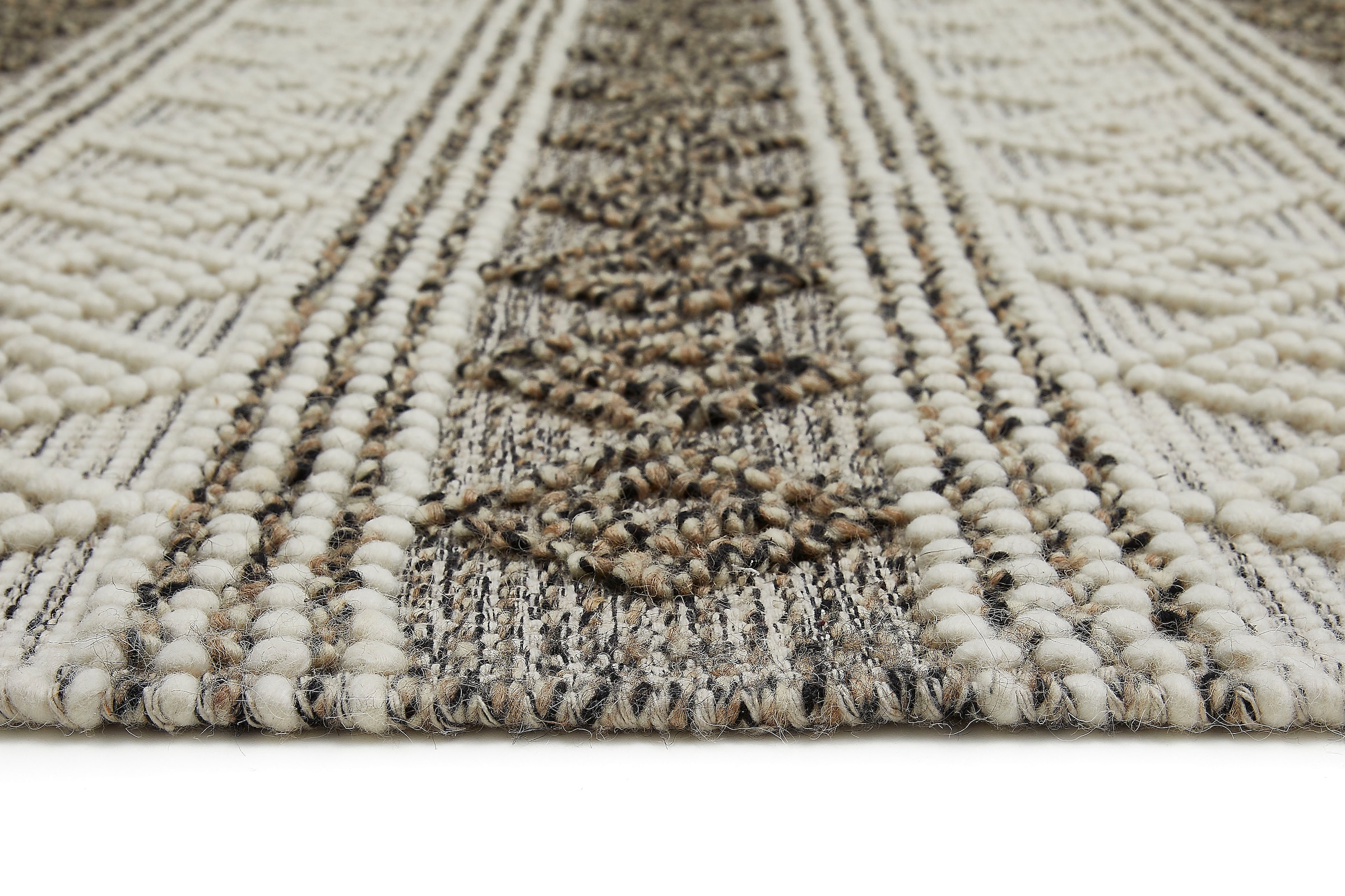 LUXOR living Wollteppich »Aalborg«, rechteckig, 10 mm Höhe, Handweb Teppich, reine Wolle, handgewebt, Rauten Design