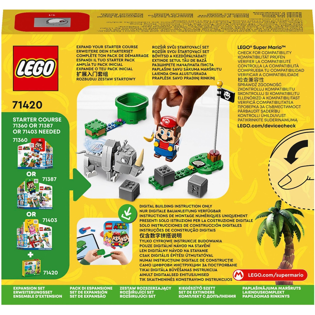 LEGO® Konstruktionsspielsteine »Rambi das Rhino – Erweiterungsset (71420), LEGO® Super Mario«, (106 St.)