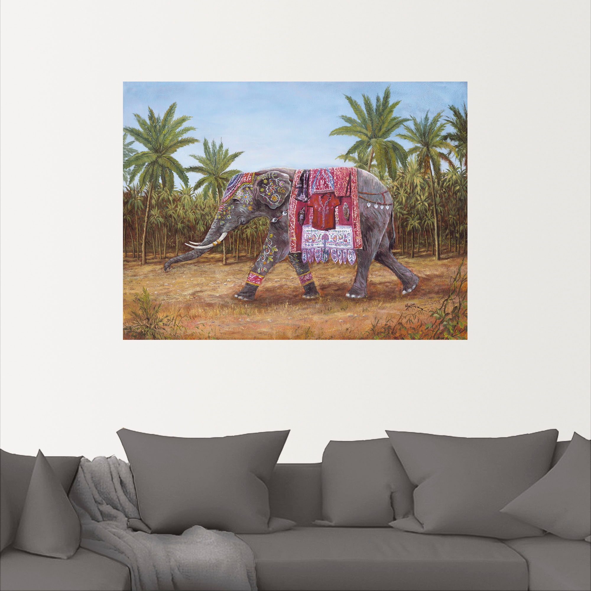 Artland Wandbild »Indischer Elefant«, Wildtiere, (1 St.), als Leinwandbild, Wandaufkleber in verschied. Größen