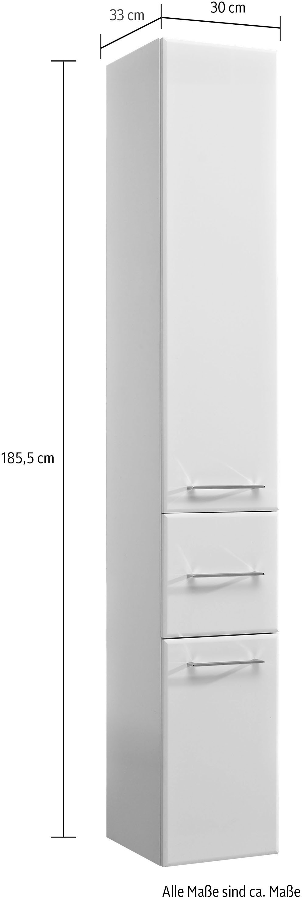 Saphir Badmöbel-Set »Quickset 376 5-teilig, Waschbeckenunterschrank und LED-Spiegelschrank«, (Set, 5 St.), in Weiß Hochglanz, inkl. Türdämpfer, ohne Waschbecken, 9 Türen